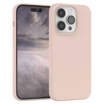 EAZY CASE Handyhülle Premium Silikon Case für Apple iPhone 14 Pro 6,1 Zoll, Hülle Bumper Case Slimcover mit Displayschutz Silikonhülle Rosa Braun
