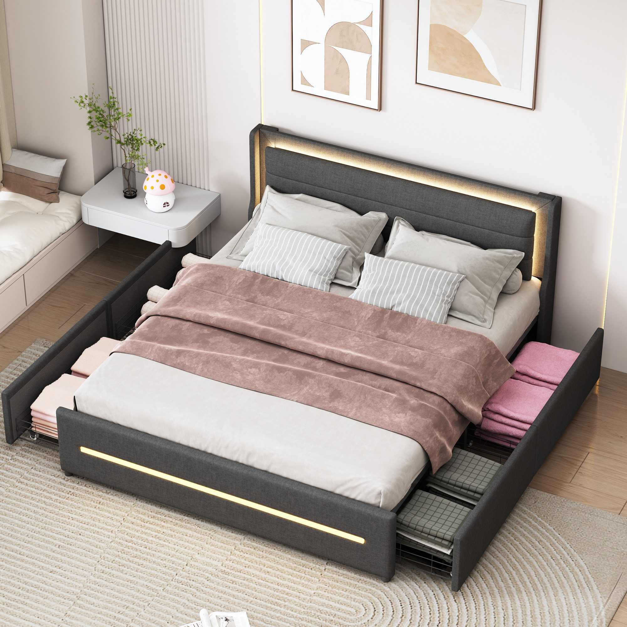 HAUSS SPOLE Polsterbett 160x200 mit LED-Beleuchtung, günstig online kaufen