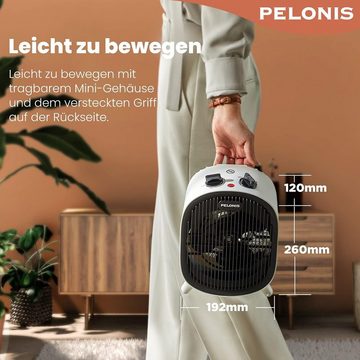 Pelonis Heizlüfter Energiesparen Keramiklüfter mit Thermostat, Klein Elektrische, 2000 W, Gebläse-Modus, Kippschutz & Überhitzungsschutz für Büro Wohnzimmer