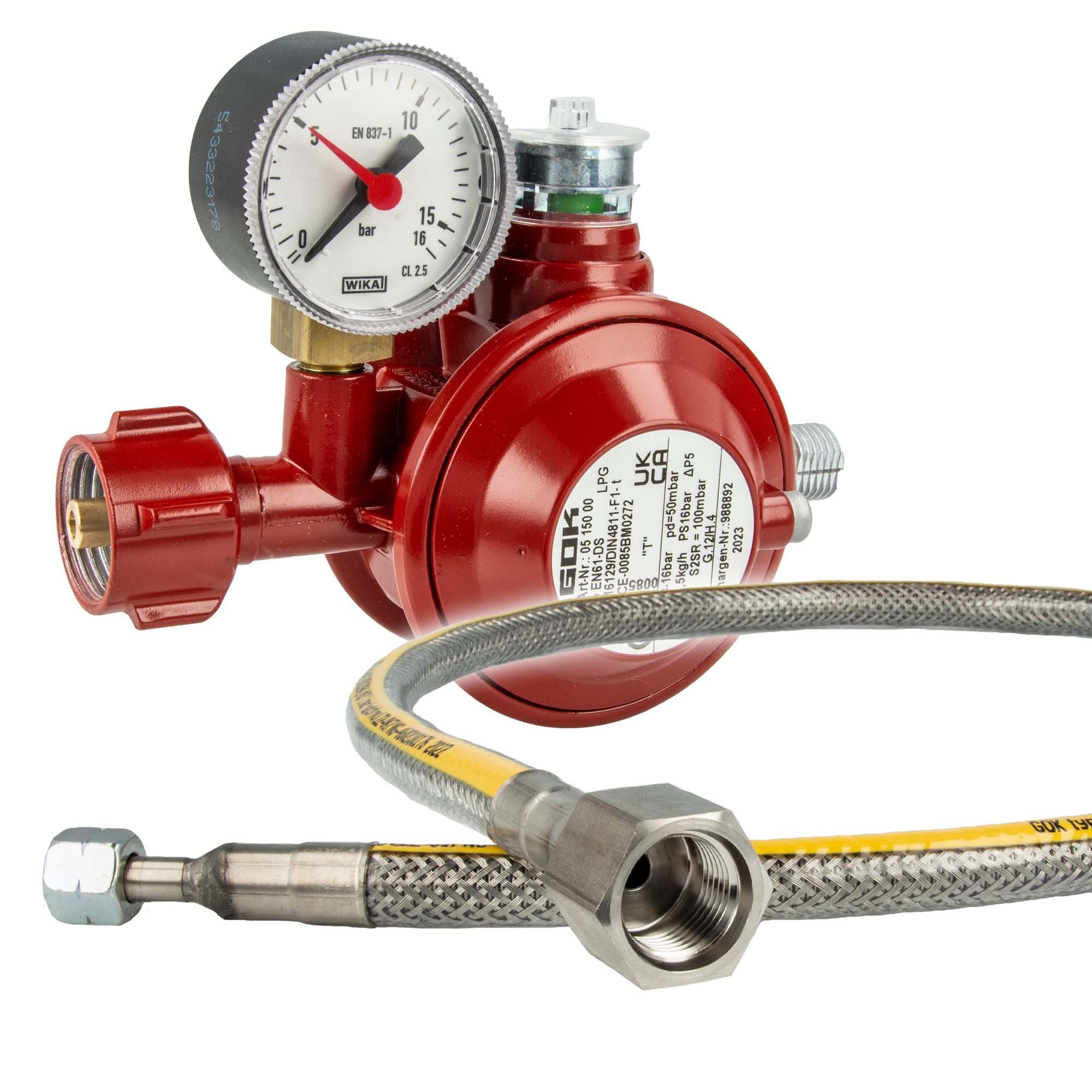 GOK Druckregler Herdanschluss-Set PRO mit Niederdruckregler Typ EN61-DS, 50mbar