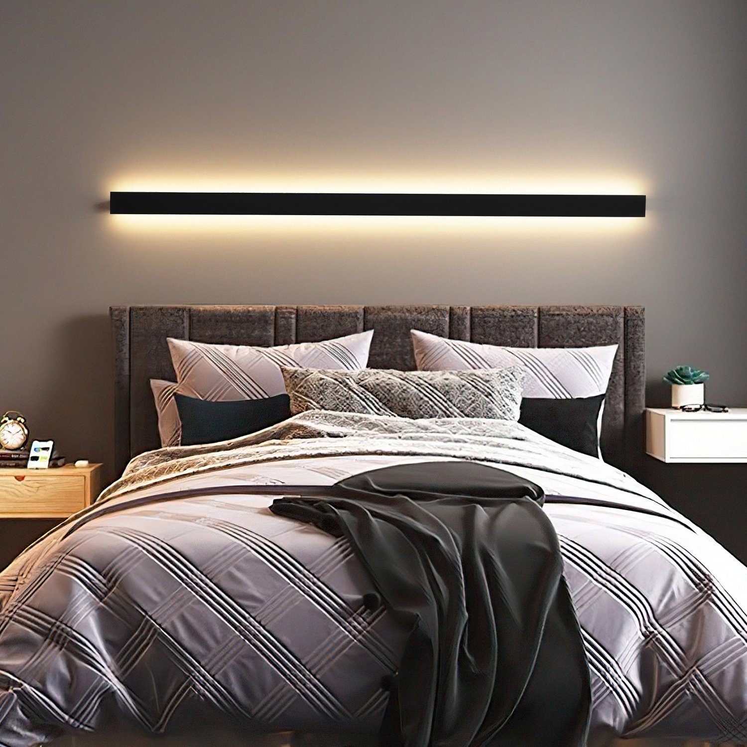 Gimisgu LED Wandleuchte innen Modern Ultraslim Flurlampe Wandlampe Empfangsbereichen, LED fest integriert, Schwarz