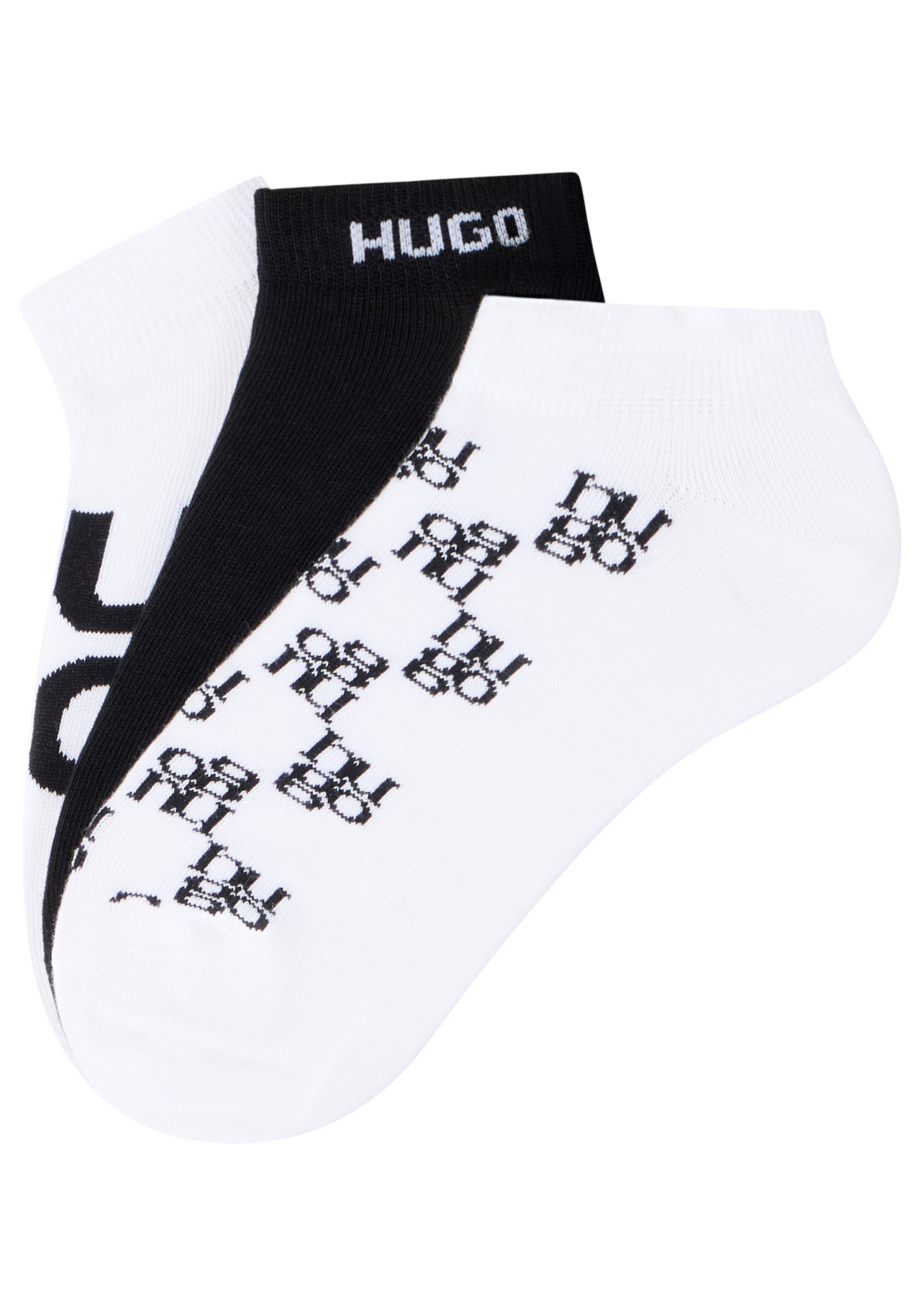 HUGO Sneakersocken (3-Paar) verstärkte Fersen- und Zehenpartie