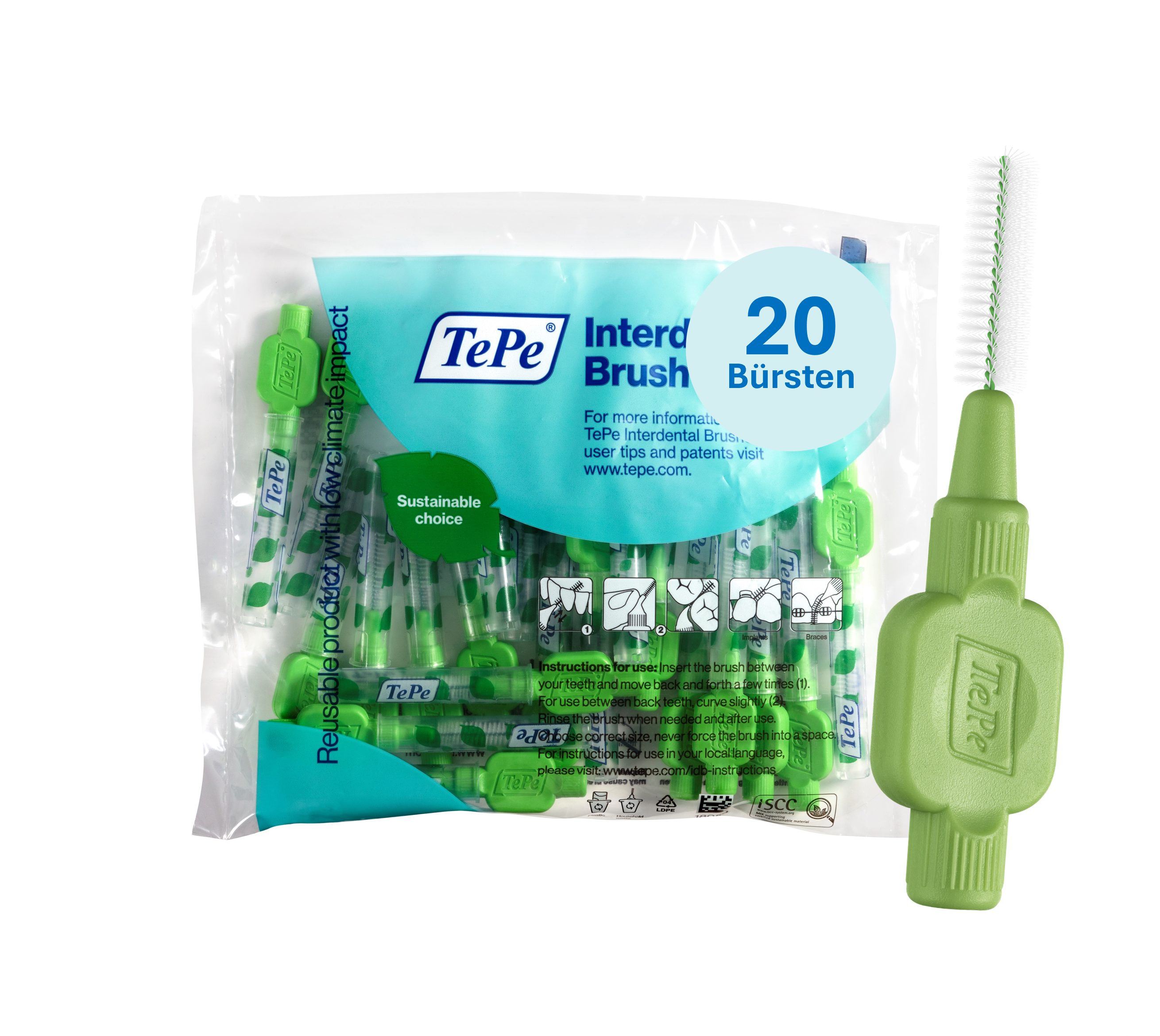 TePe Interdentalbürsten Original Zahnreinigungsstäbchen aus Schweden, Effiziente Zahnpflege, ISO-Размер 5, 20 Stk.