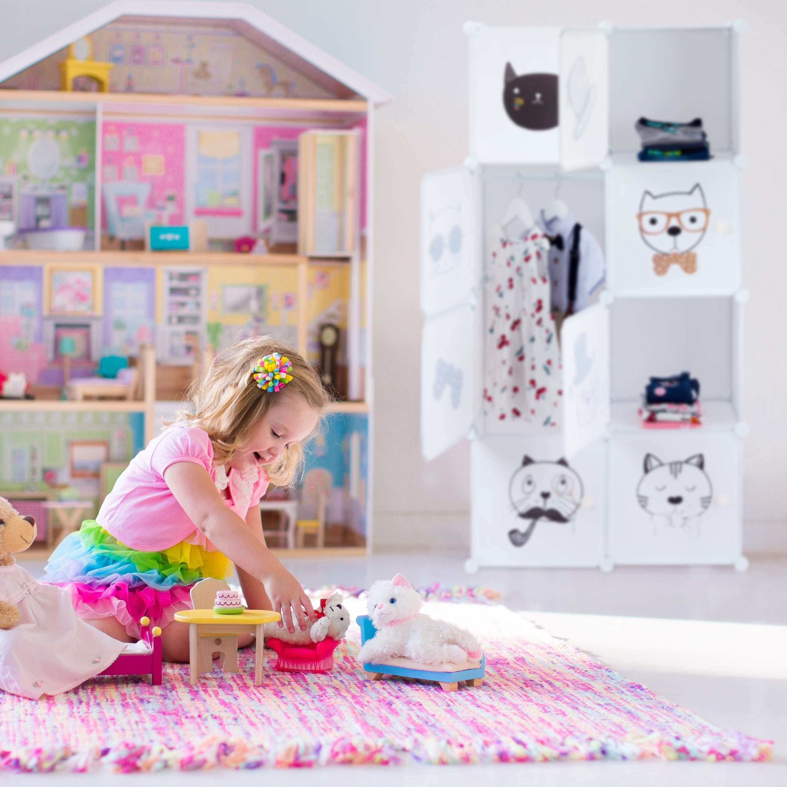 relaxdays Kinderkleiderschrank Steckregal für das Kinderzimmer