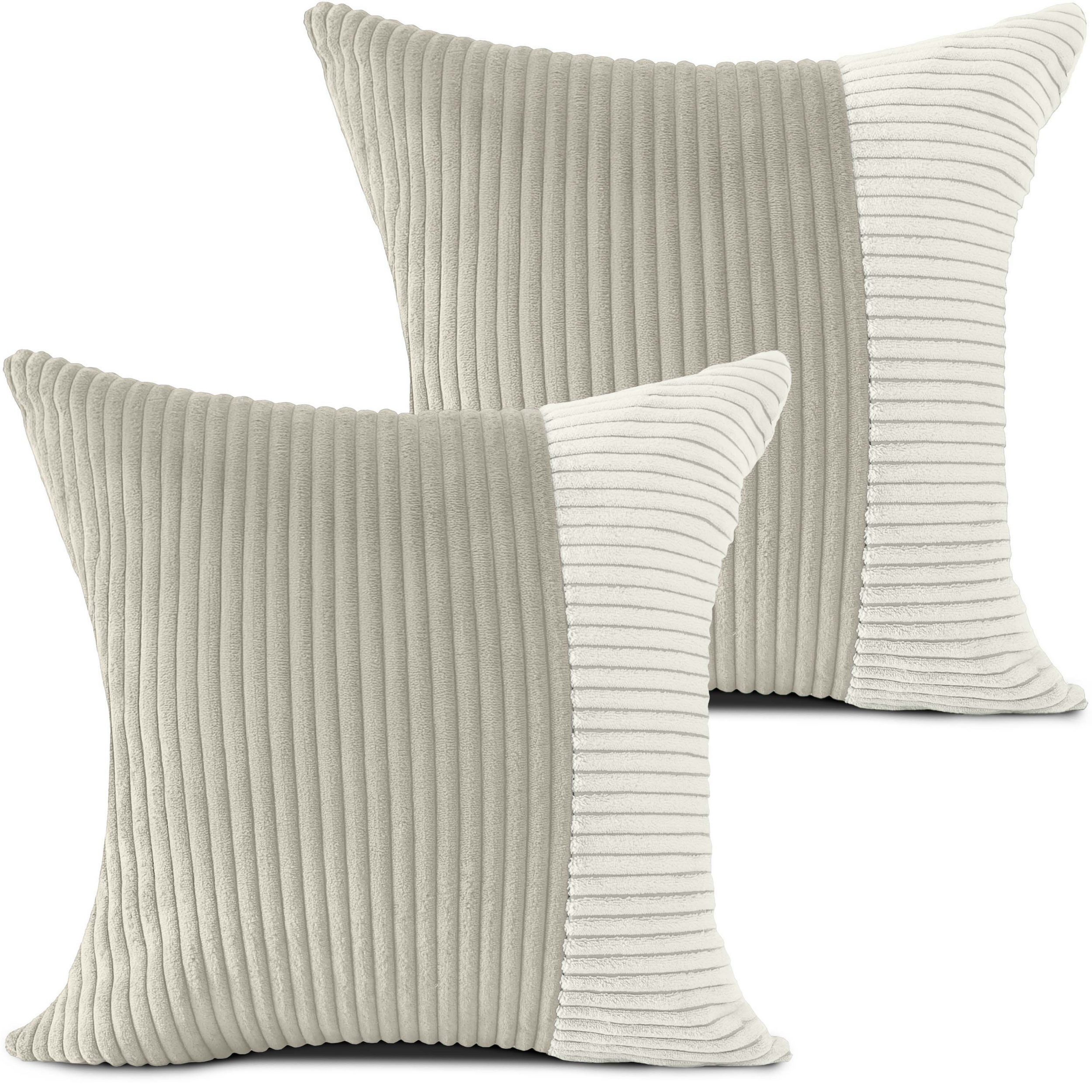 Amilian Kissenbezüge - 2er Set Kissenbezug - Zierkissenbezüge - Bezug für Dekokissen, (2 Stück), 45x45 cm Cord-Optik - Kissenhüllen, Bezüge, Sofabezüge