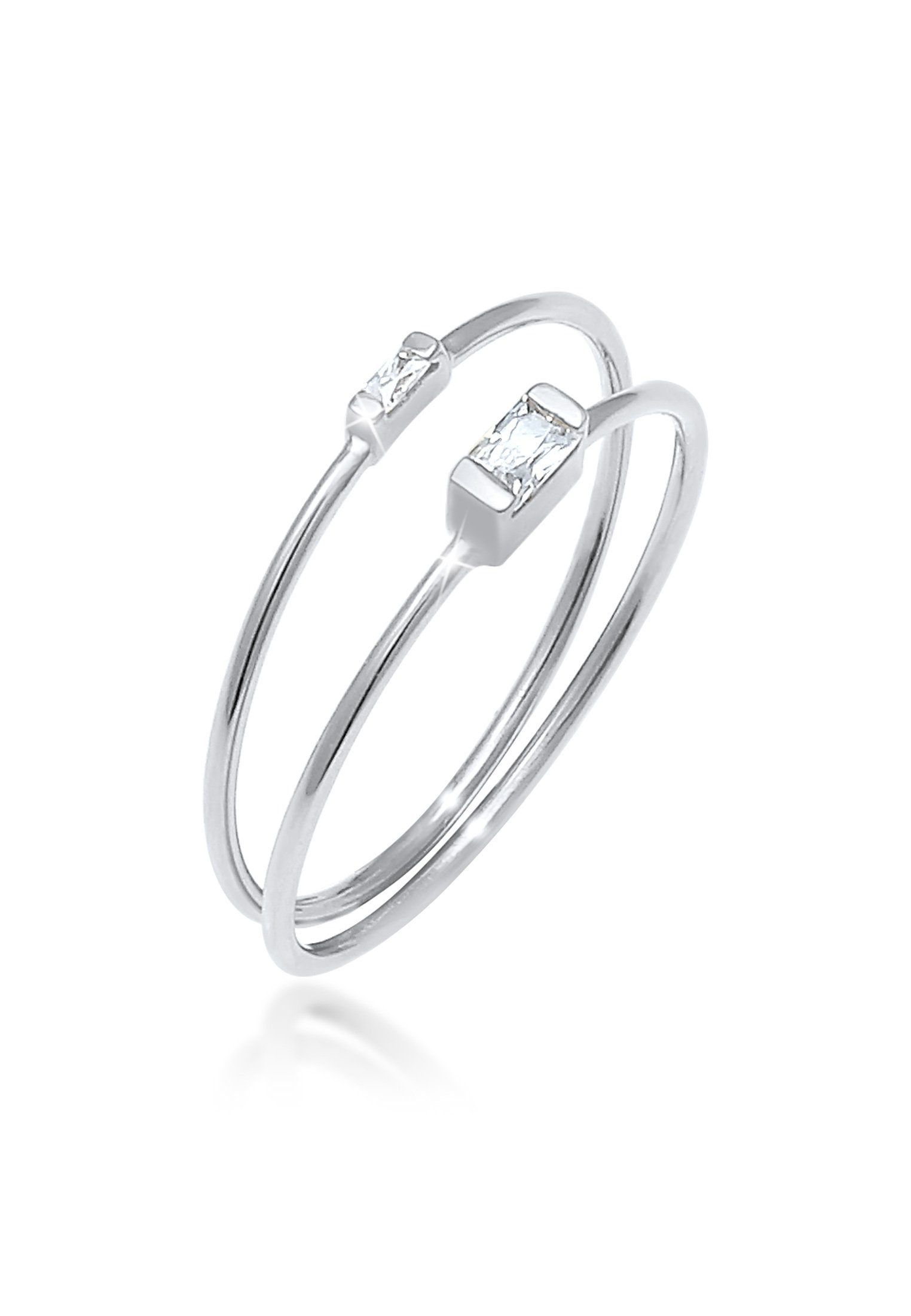 Ring-Set Stapelringe Zirkonia Rechteck (2 tlg) 925 Silber