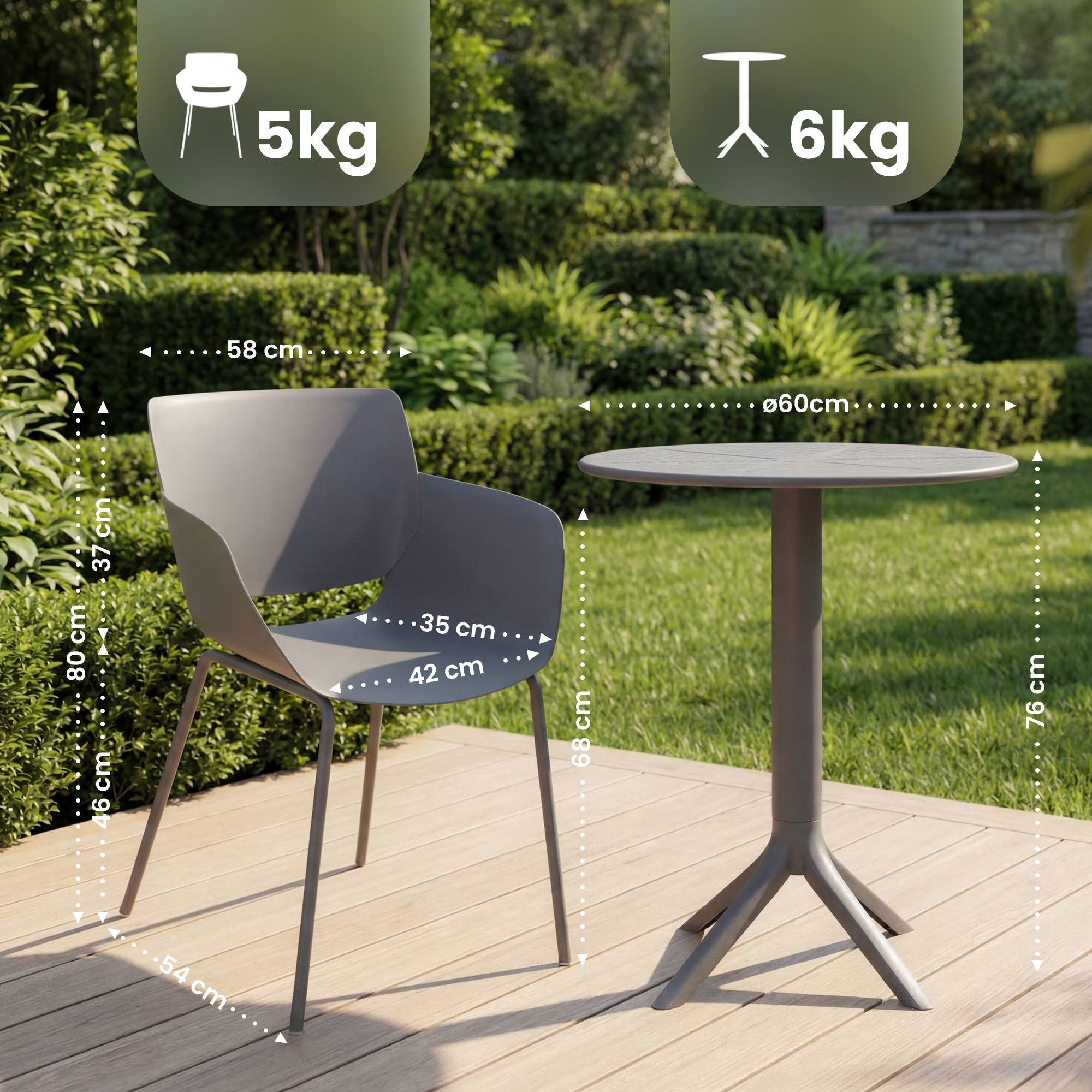 CLP Garten-Essgruppe Siora, (Set), Garten-Set, Tisch 60 cm, 2 Stühle