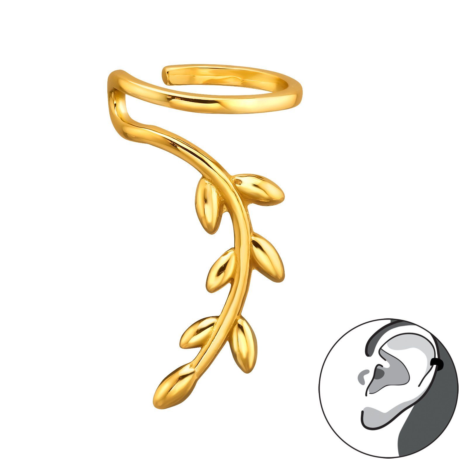 ALEXANDER YORK Ohrklemme Ear Cuff Sterling Gold, 925 in Silber LEAF