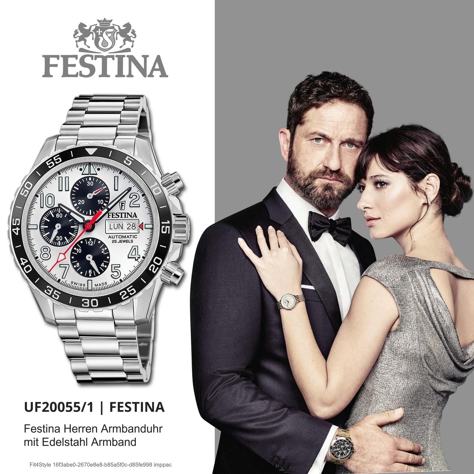 Festina Multifunktionsuhr Festina Herrenuhr Swiss Made Armbanduhr, (Multifunktionsuhr), Herren Armbanduhr rund, Edelstahlarmband silber, Elegant