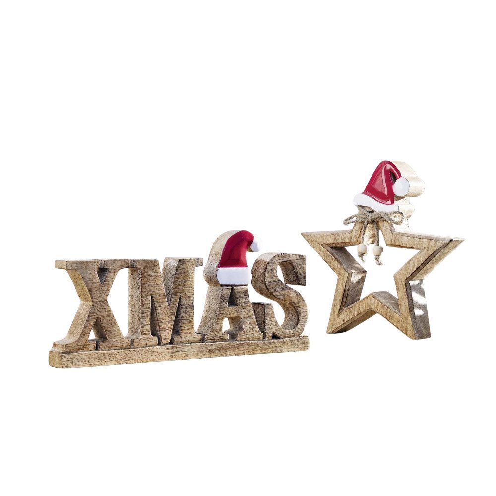Home-trends24.de Dekoobjekt Schriftzug "XMAS" mit Zipfelmütze Mango Weihnac günstig online kaufen
