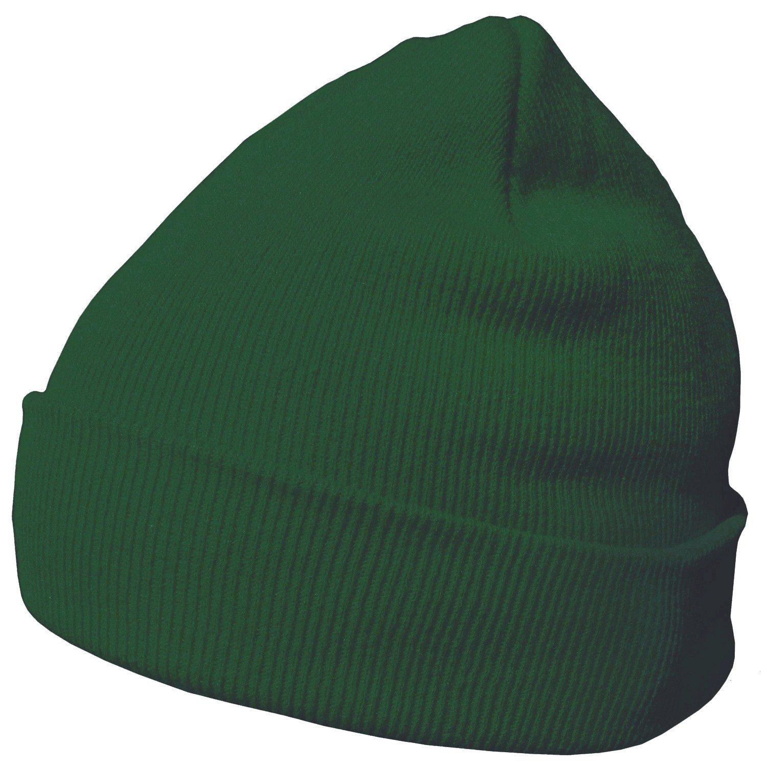 Wintermütze, Beanie klassisches Beanie mit Mütze tannengrün 1-St) Krempe DonDon Design, (Packung,