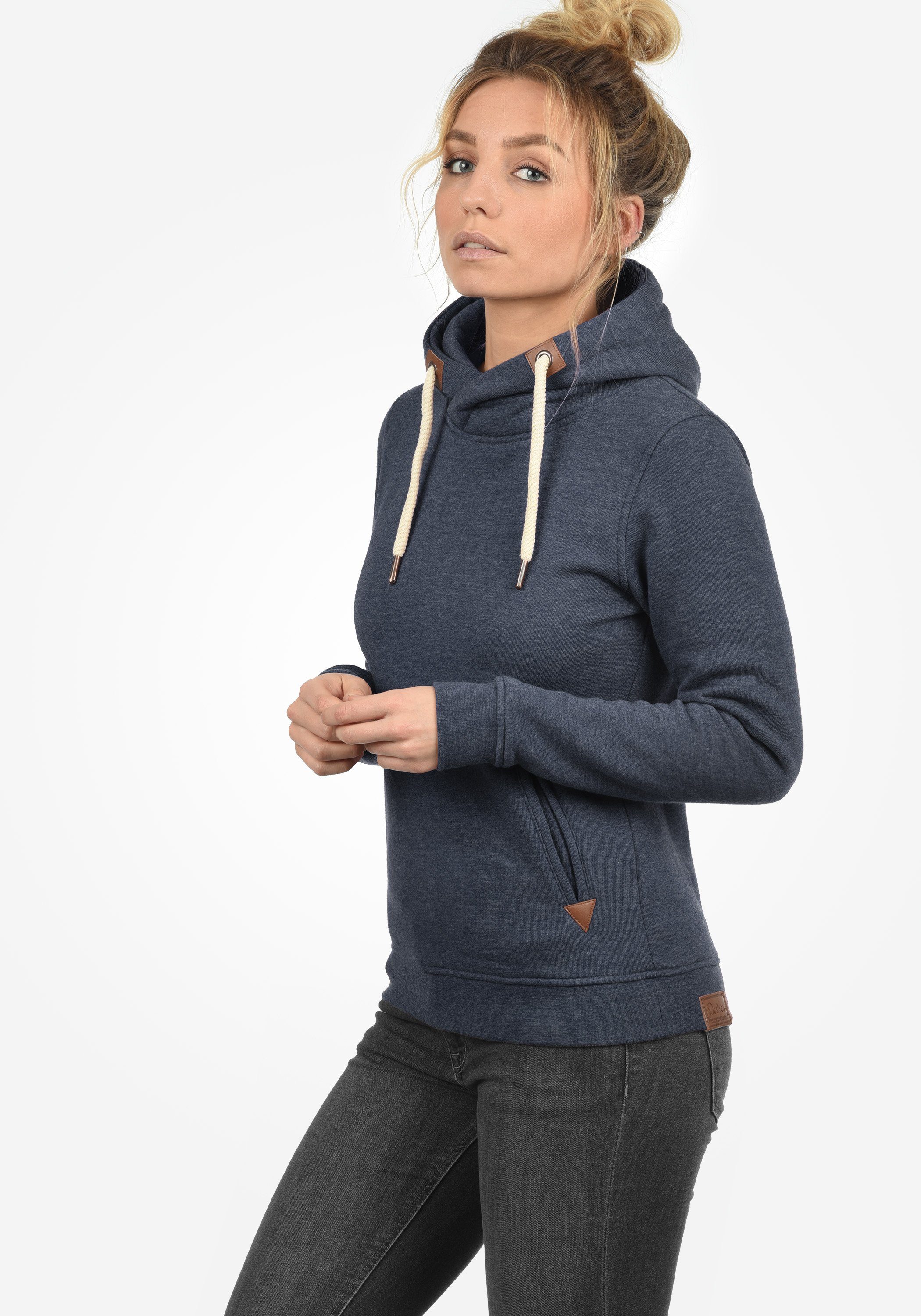 DESIRES Hoodie Vicky Hood Kapuzenpullover mit Cross-Over Kragen Insignia Blue Melange (8991)