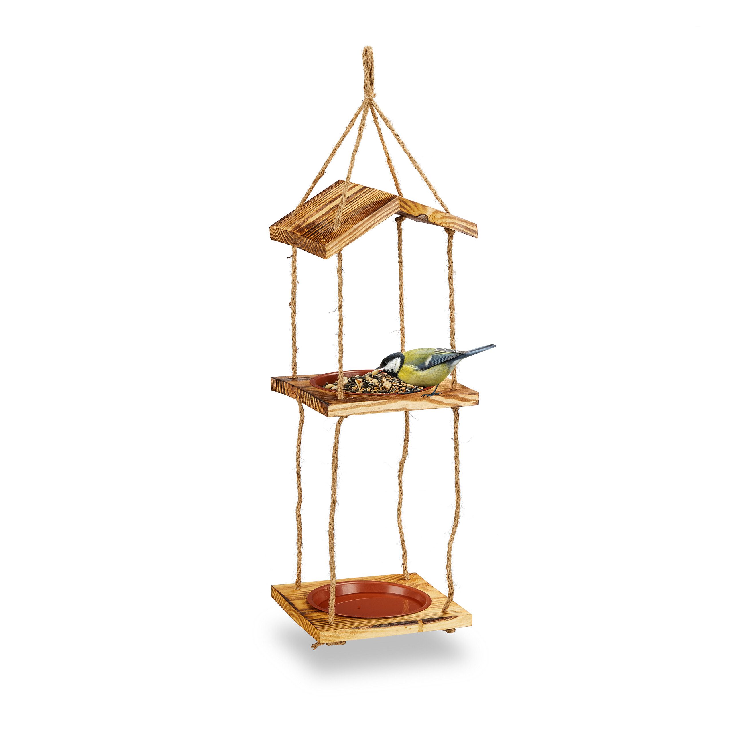 relaxdays Vogelhaus Vogelfutterstation mit 2 Schalen günstig online kaufen
