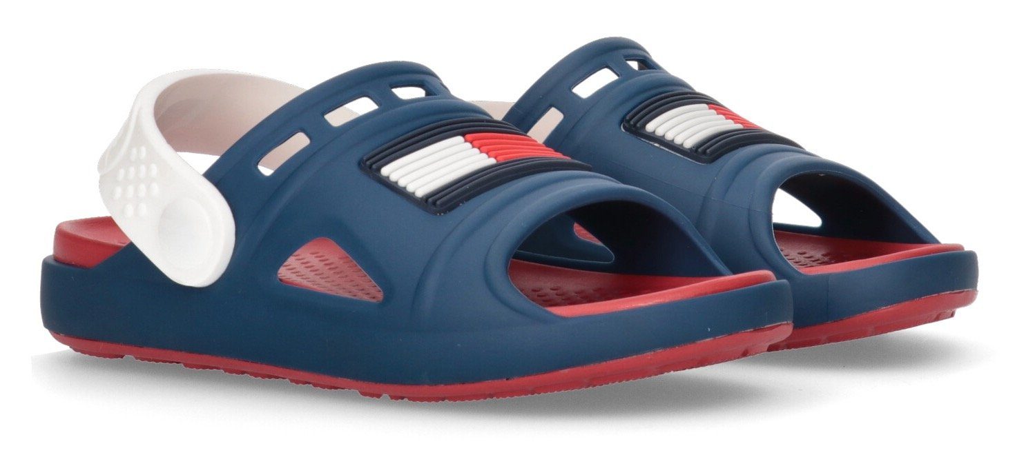 Tommy Hilfiger COMFY Badesandale, Sommerschuh, Poolslides, Barfußschuh, mit großem Markenlogo