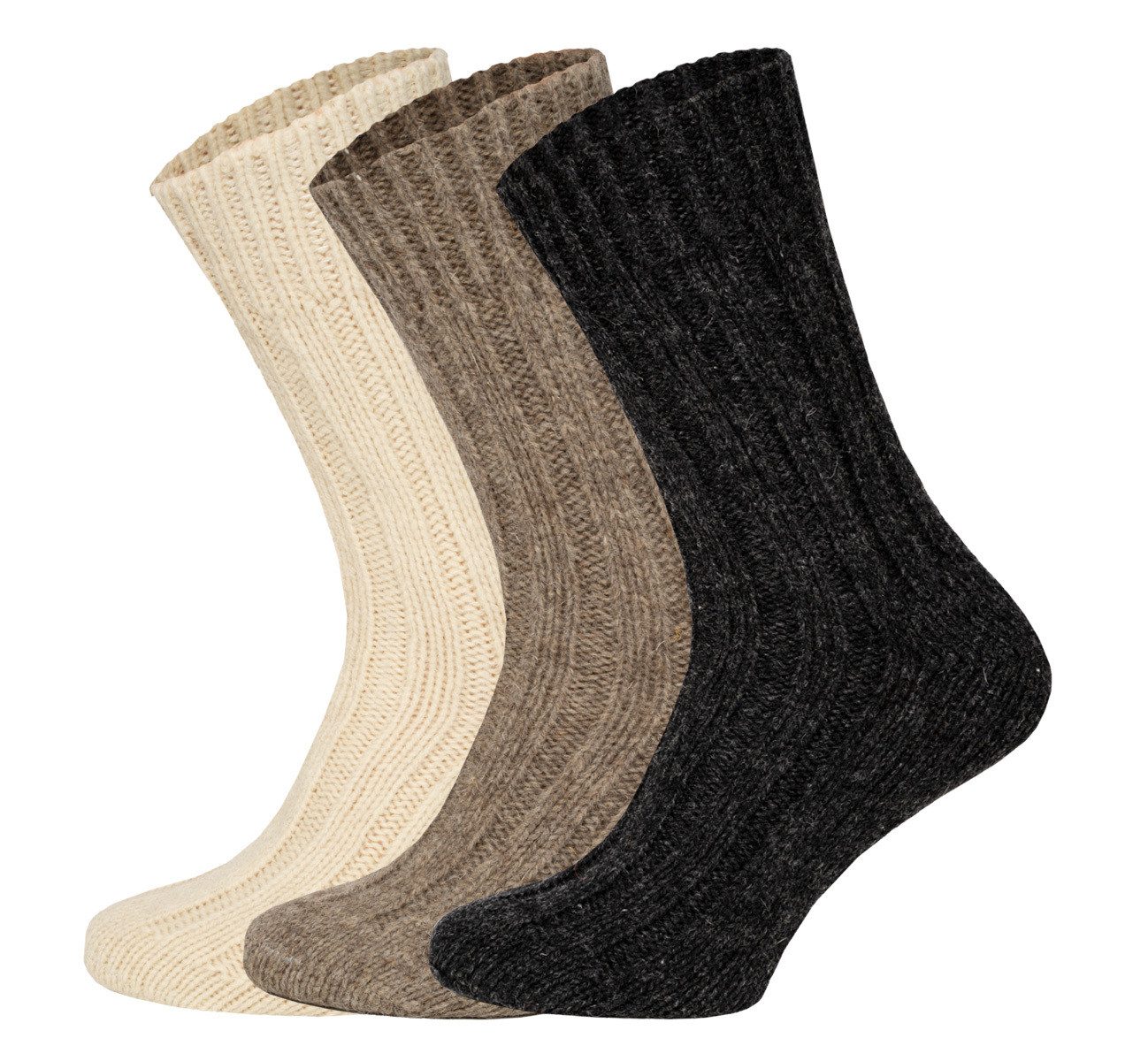 HomeOfSocks Norwegersocken 2 Paar Wollsocken, extra dick, unifarben, 100% (2-Paar) unifarben, aus Wolle, druckarmer Gummibund