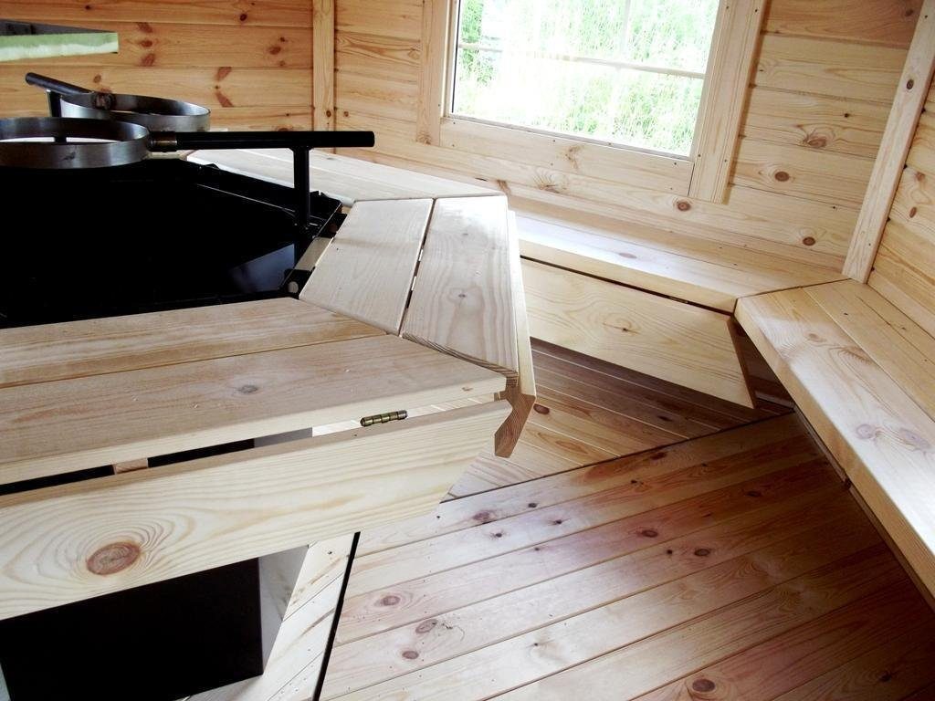 Made Sauna), (1x BxT: cm, m², 4.6x5.98 Grills Hütte JVmoebel 9,2 Grillkota Burgund Grillhütte Europa in Grillhaus Haus Finnische Grillkota