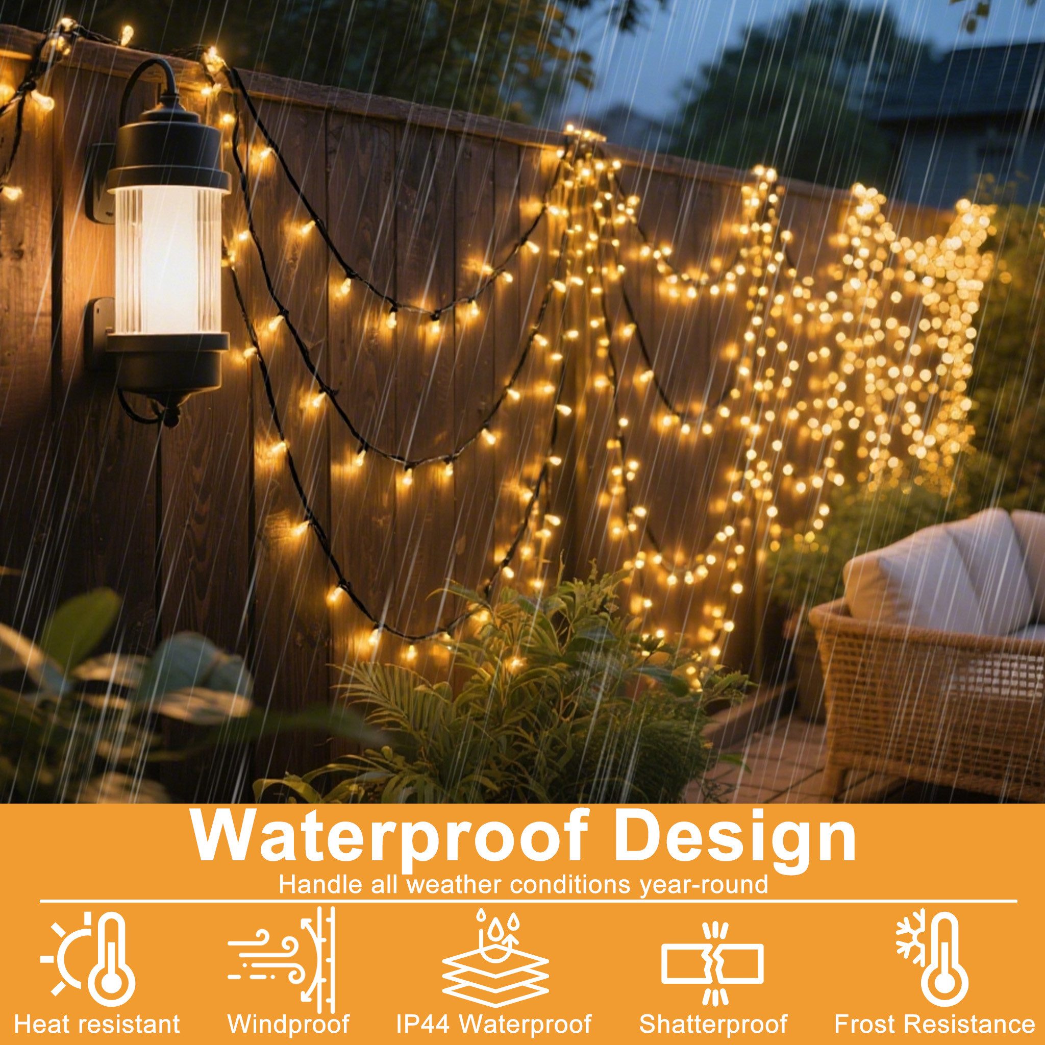 FIVMEN LED Solarleuchte Solar Lichterkette Außen, LED Solarlichterkette Warmweiß, 13 Modi Lichter mit Fernbedienung für Garten Party Balkon Terrasse