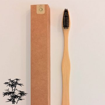 RelaxBogen Zahnbürste Bambuszahnbürsten mittelhart im 16er Set, schwarze Borsten, einzeln verpackt & hygienieversiegelt