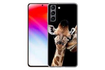 MuchoWow Handyhülle Giraffe - Tiere - Schwarz - Porträt - Tiere, Phone Case, Handyhülle Samsung Galaxy S21, Silikon, Schutzhülle