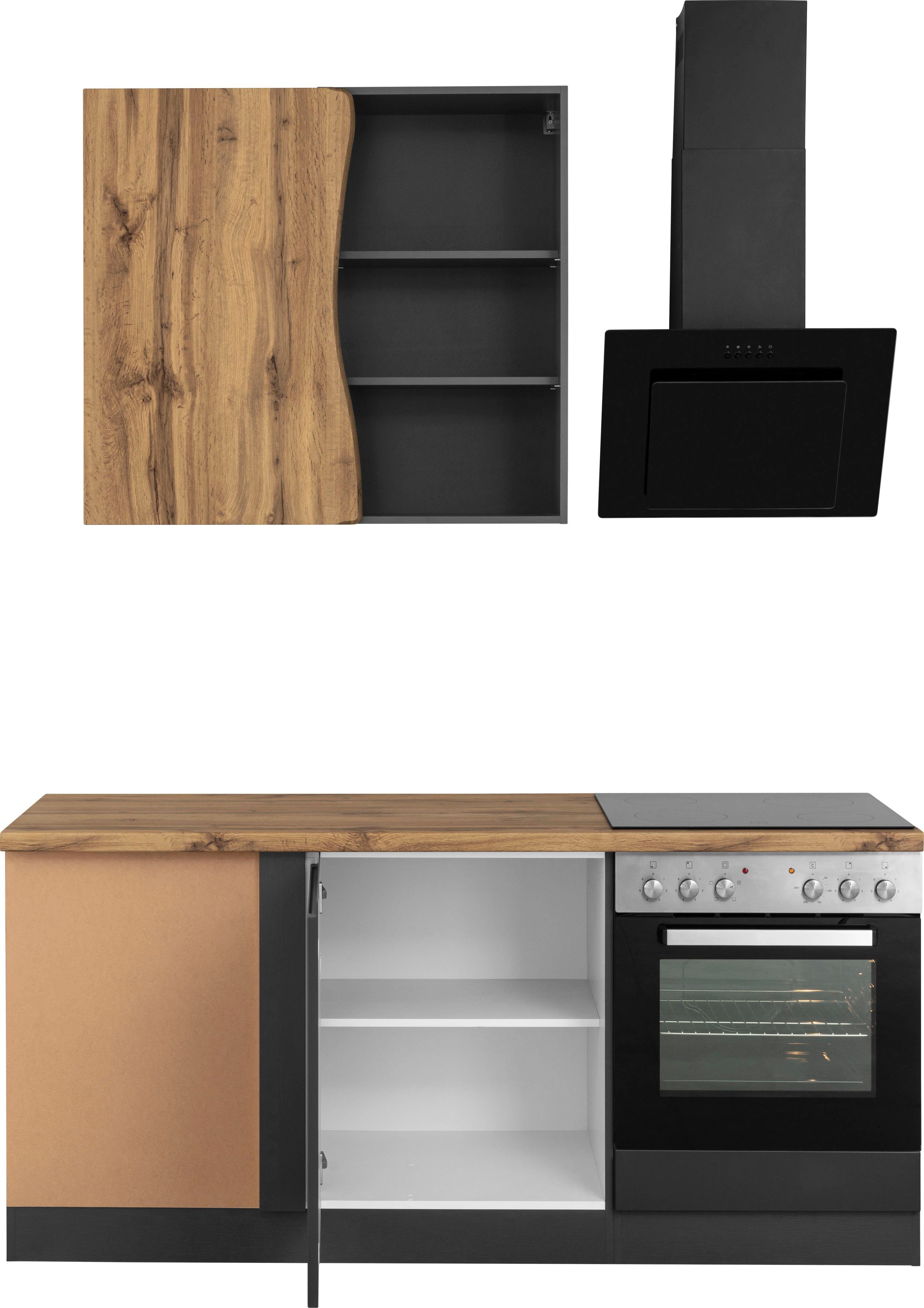 KOCHSTATION Winkelküche KS-Bruneck, Stellbreite 380/180 cm breit, ohne E-Geräten, MDF Fronten