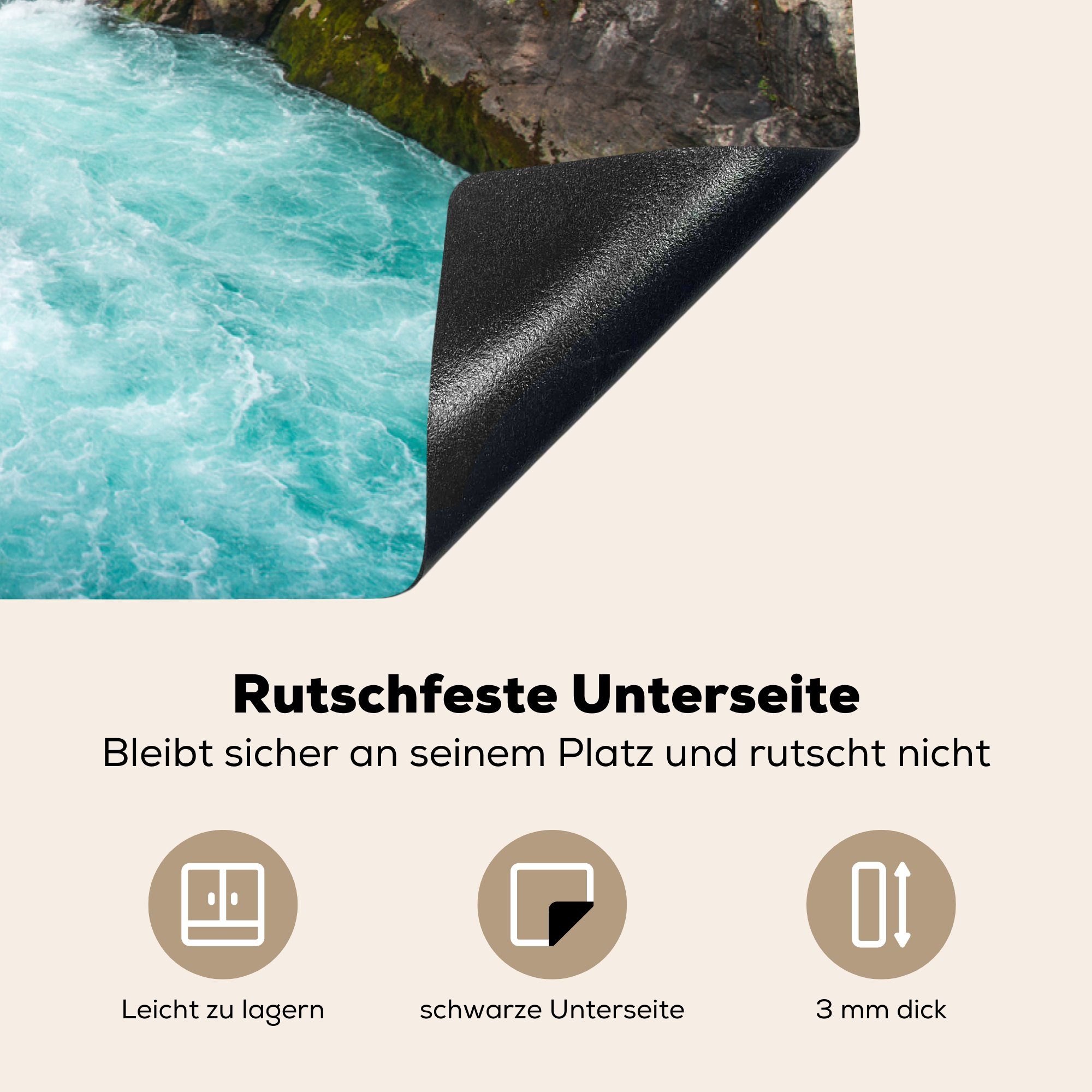 für tlg), Ceranfeldabdeckung Herdblende-/Abdeckplatte Wasser Neuseeland, cm, (1 Induktionskochfeld 81x52 Bäume Vinyl, Schutz MuchoWow - - die küche,