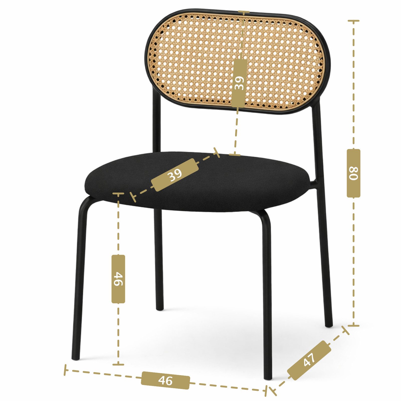 HAGO Esszimmerstuhl 2er Set Küchenstuhl Esszimmerstuhl Polsterstuhl Rückenlehne Rattan