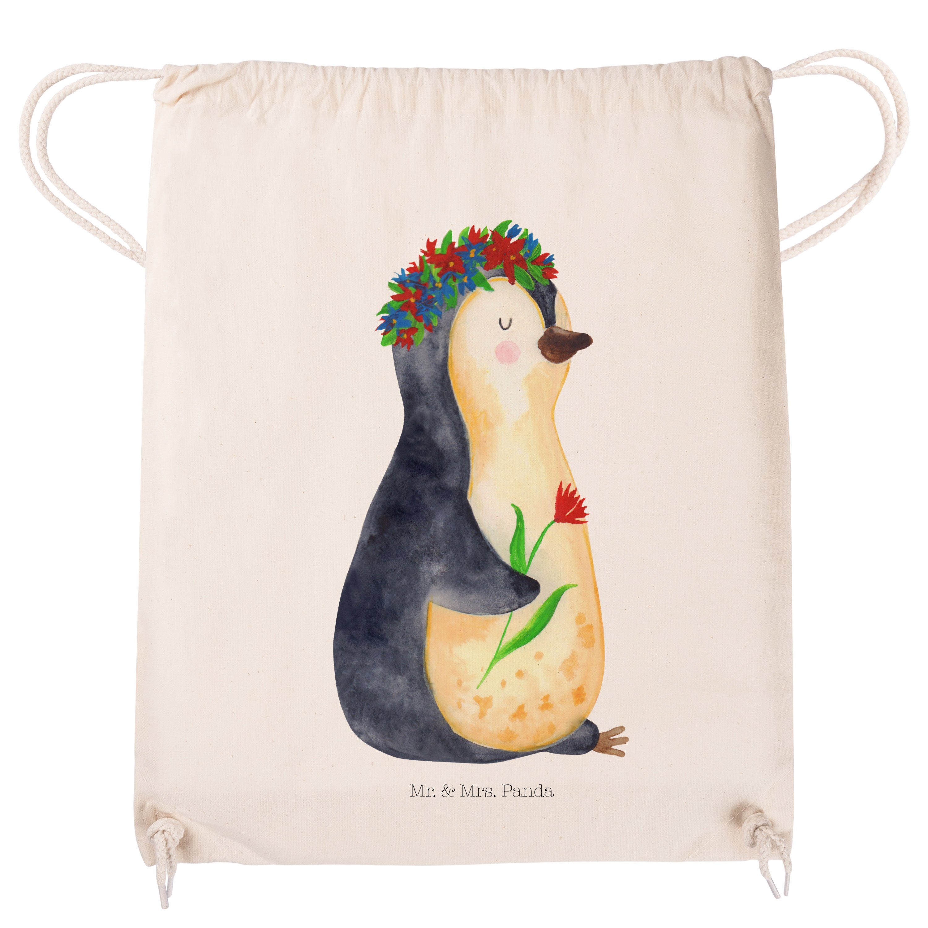 Mrs. Mr. (1-tlg) - Tas Sporttasche Pinguin Kinder, - Panda Transparent & Geschenk, Blumenkranz Sportbeutel