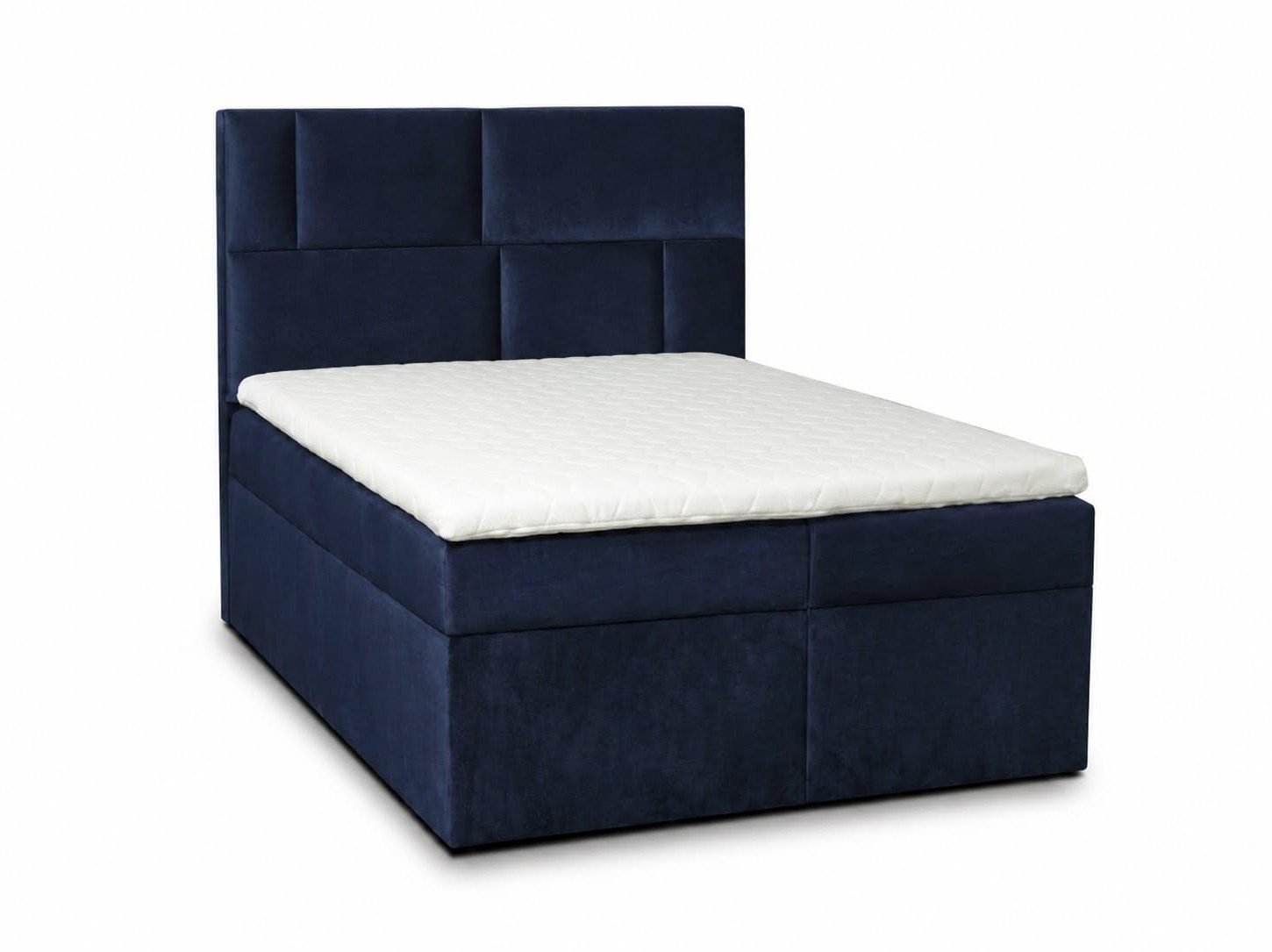Xlmoebel Boxspringbett Blaues Textilbett 140x200 mit Matratze, Stauraum und Topper (1-St., 1-tlg), Stauraum unter dem Bett
