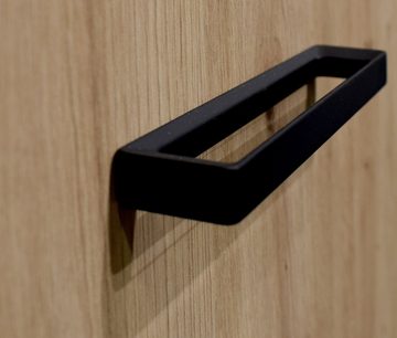 möbelando Highboard Torres (BxHxT: 105x150x42 cm), in asteiche / schwarzstahl mit 2 Schubladen und einer Tür