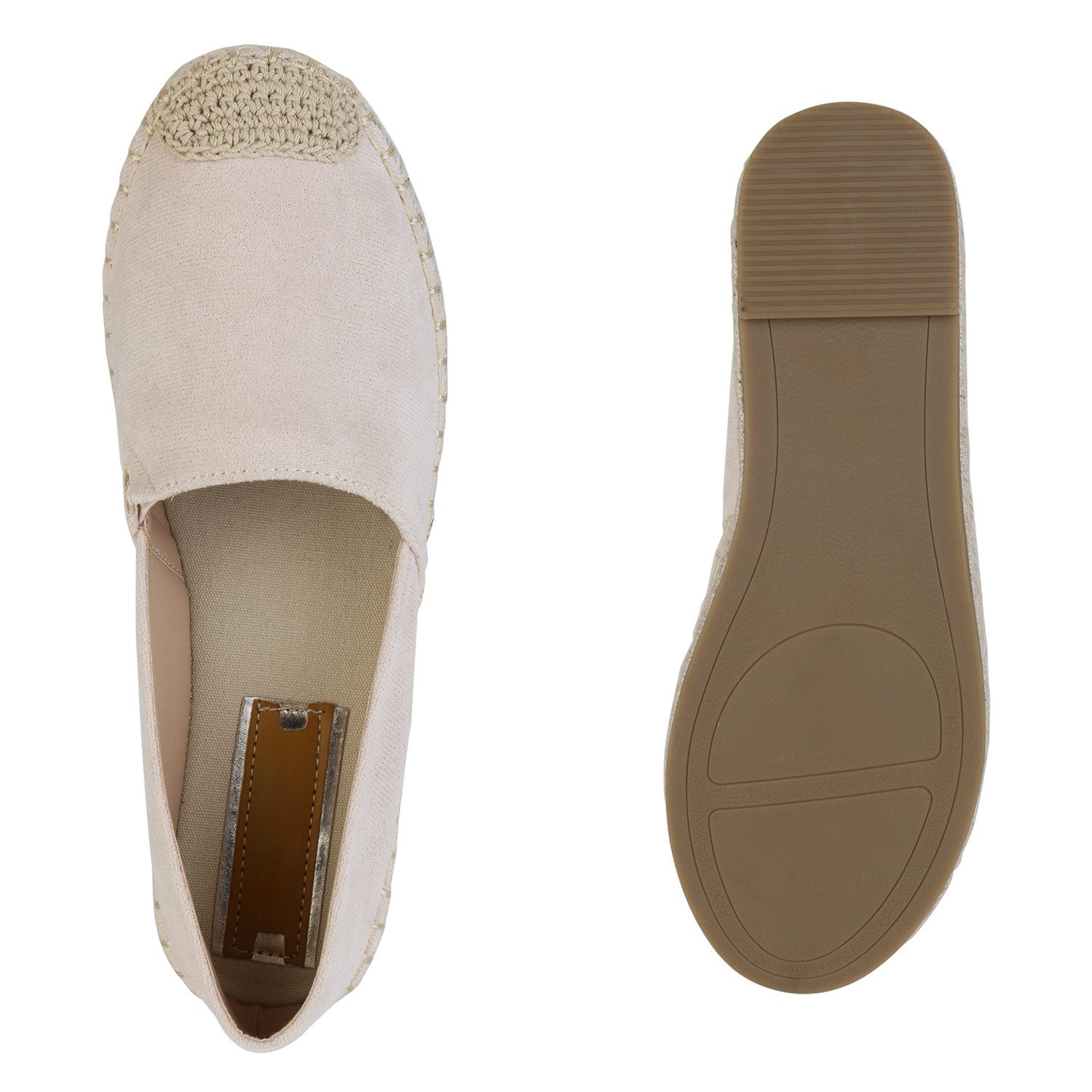 VAN HILL 841122 Espadrille Damen Espadrilles Slippers Bequeme Bast Sommer Schlupf-