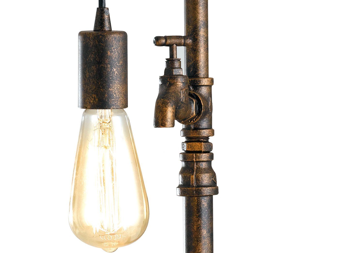 H: Lampe Rost-optik, in wechselbar, Rohr Industrial 61cm ausgefallen-e LED rost warmweiß, LED Design groß-e Tischleuchte, LUCE antik