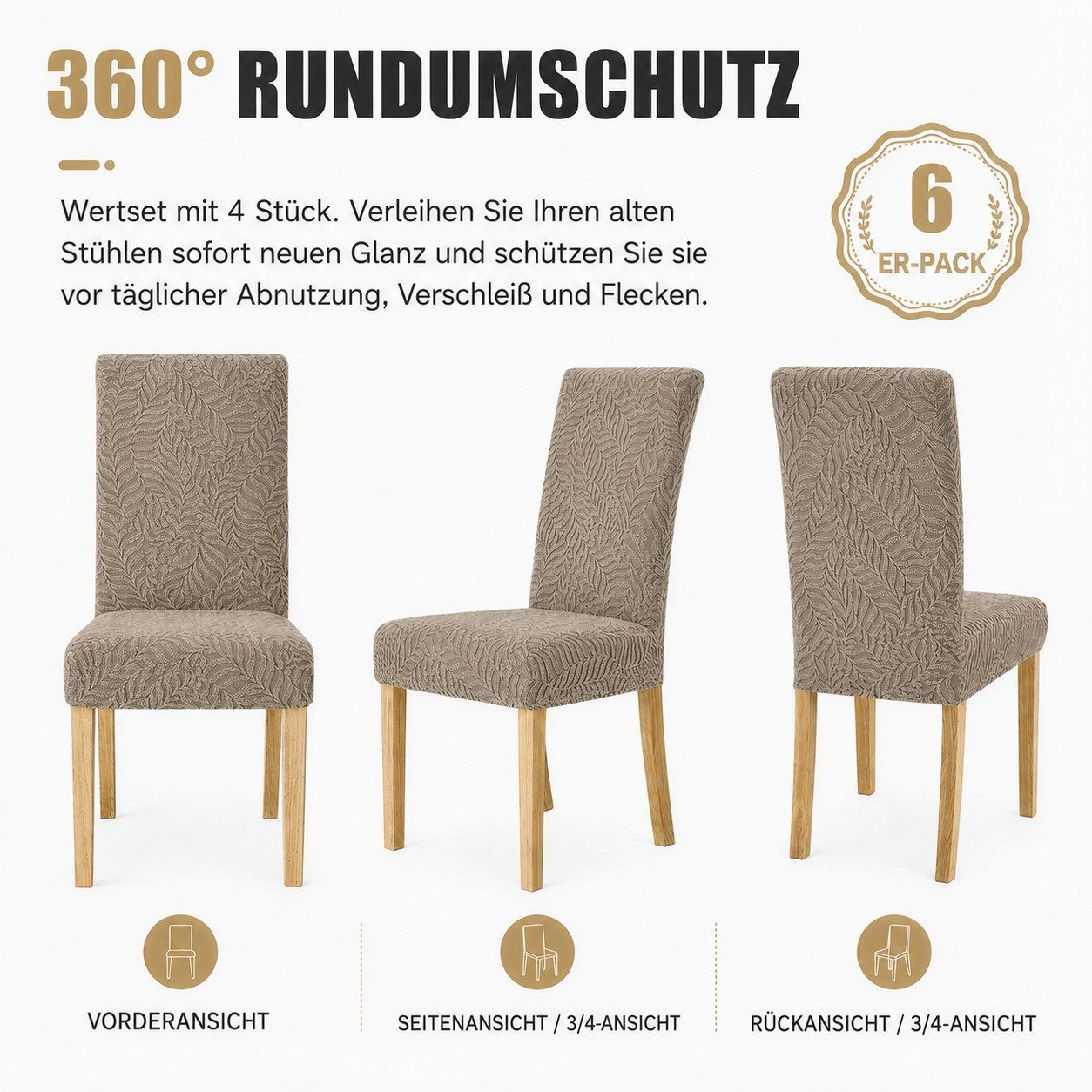 BlingBin Stuhlhusse Stretch Stuhlhussen für Esszimmer,waschbar Dekoration Stuhlschutz, Komfort Stuhlbezug für Küche Esszimmer Hotel Bankett – Bild 4 von 5