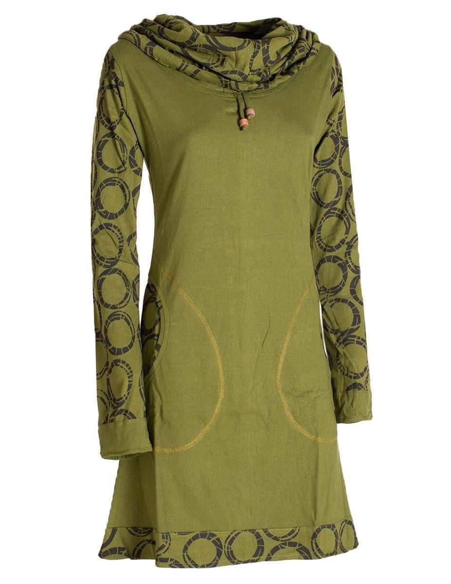 Vishes Jerseykleid Langarm Kleid Schal-Kleid Winterkleider Baumwollkleid Elfen, Goa, Hippie Style
