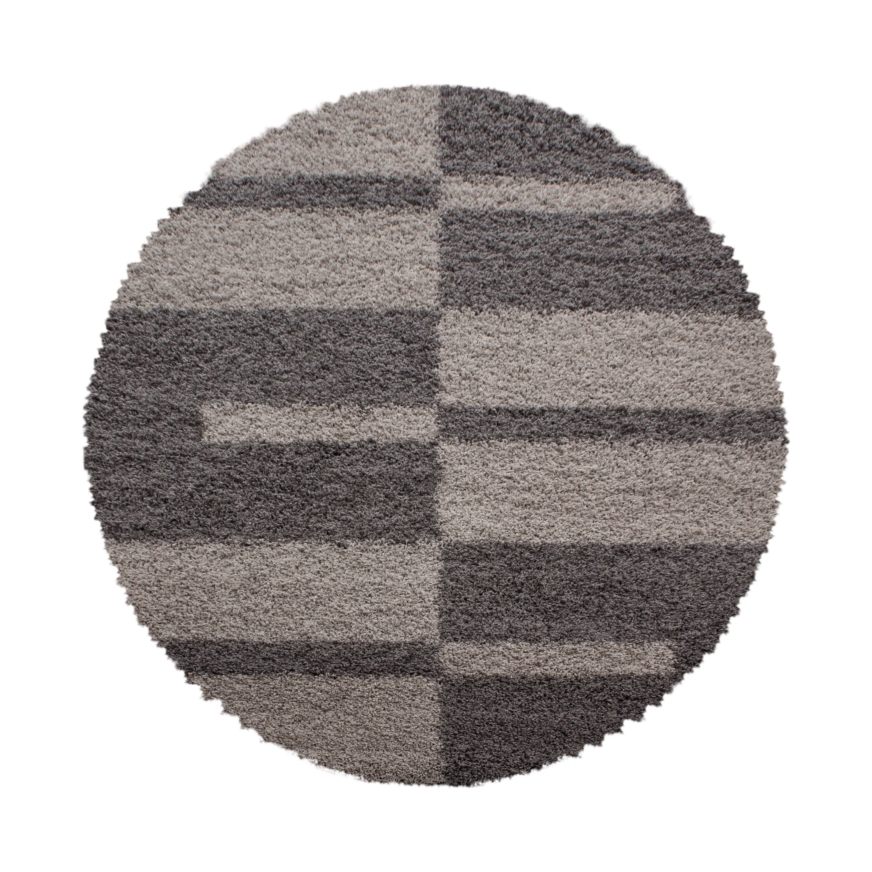 SIMPEX24 Teppich Kariert Design, Rund, Höhe: 30 mm, Teppich Kariert Design Teppich im modern Stil Teppich Wohnzimmer
