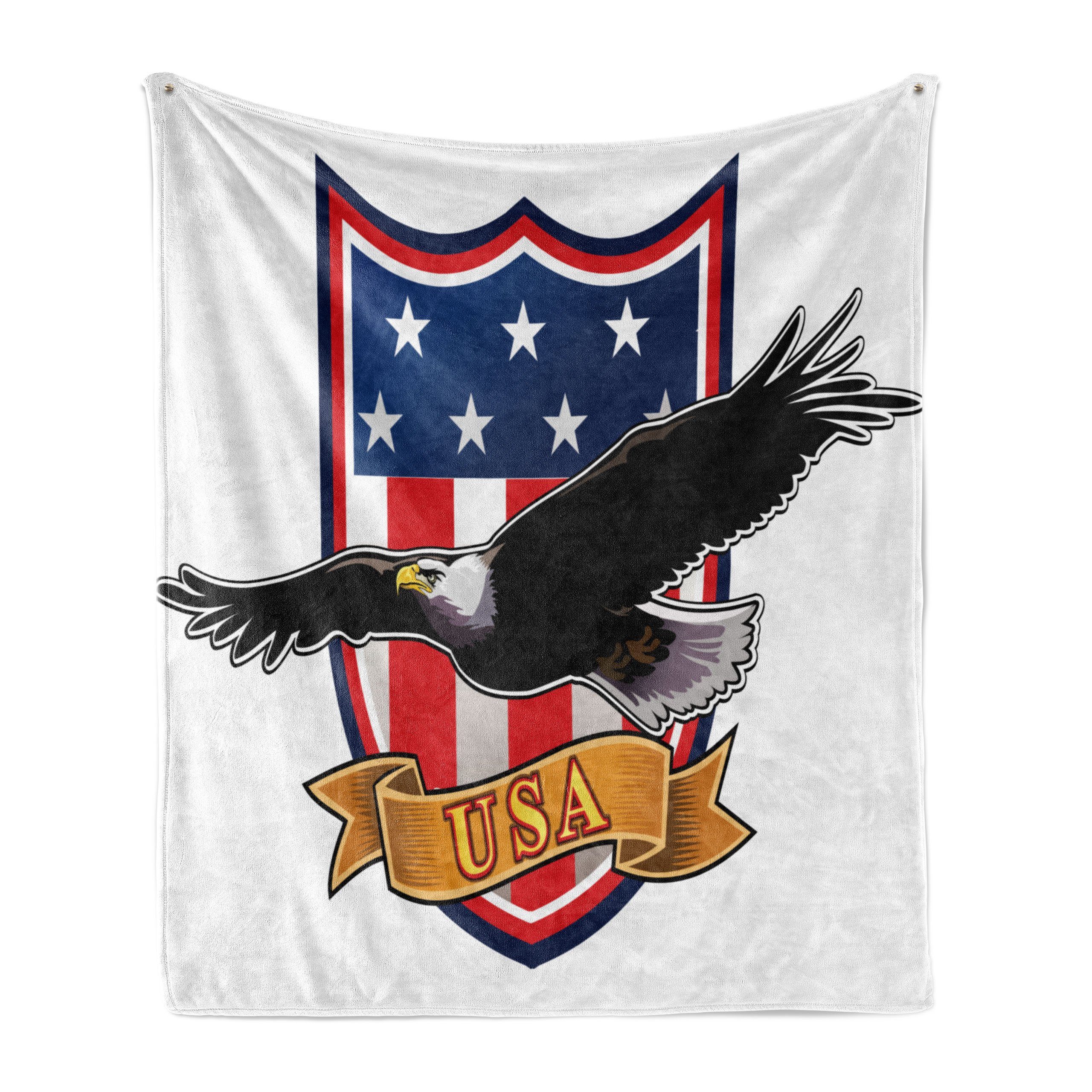 Wohndecke Gemütlicher Plüsch für den Fliegen USA Außenbereich, Abakuhaus, amerikanisch und Innen- Flagge Eagle