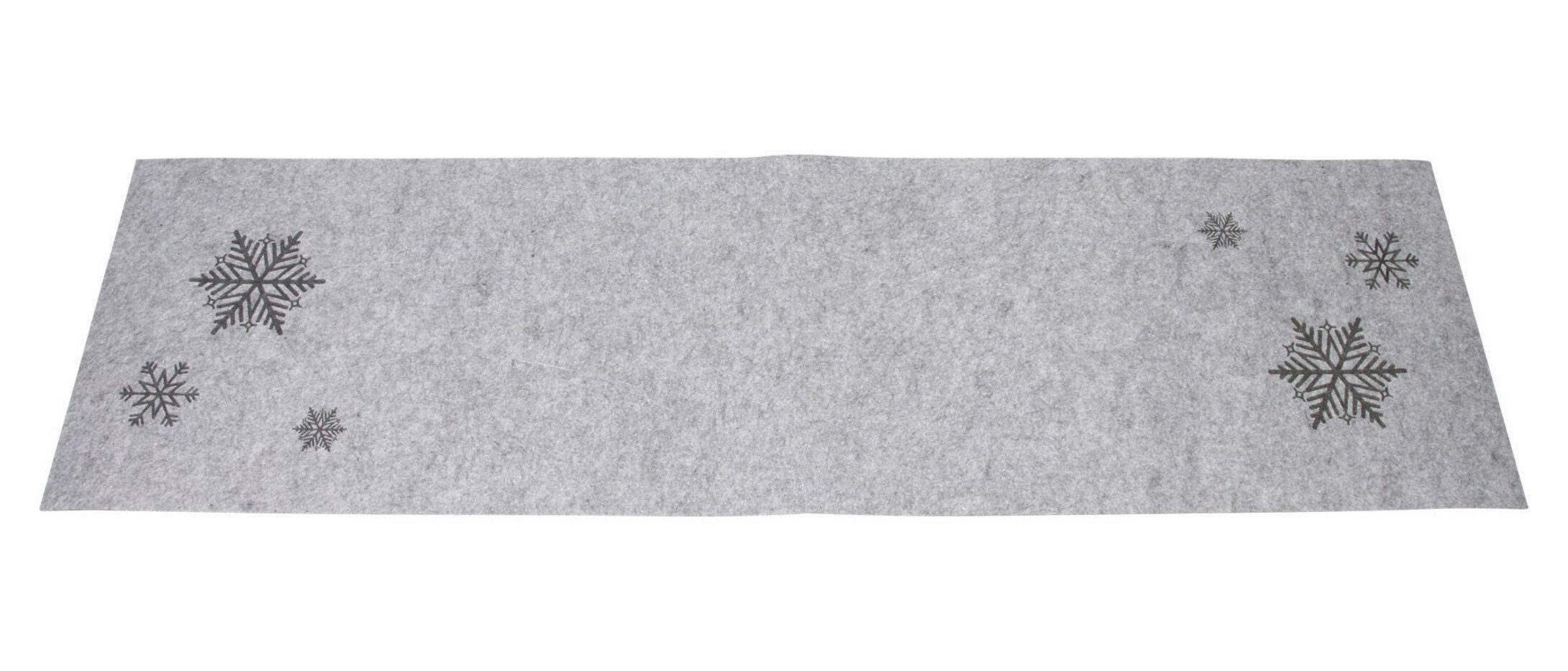 Tischläufer Tischdecke, Filz, Schneeflocke, Grau, Tischdeko, 40 x 140 cm