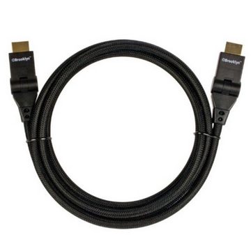 Brooklyn HQ HDMI-Kabel 2m Flex-Kabel 90° 180° Video-Kabel, HDMI, (200 cm), Winkel-Stecker geeignet für 3D HD-TV Full-HD TV LCD 1080p PC Konsole