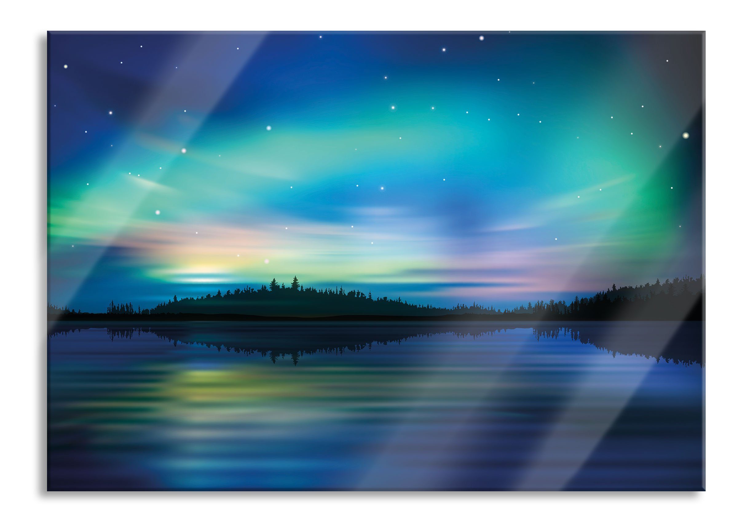 Pixxprint Glasbild Finnische Polarlichter, Finnische Polarlichter (1 St), Glasbild aus Echtglas, inkl. Aufhängungen und Abstandshalter