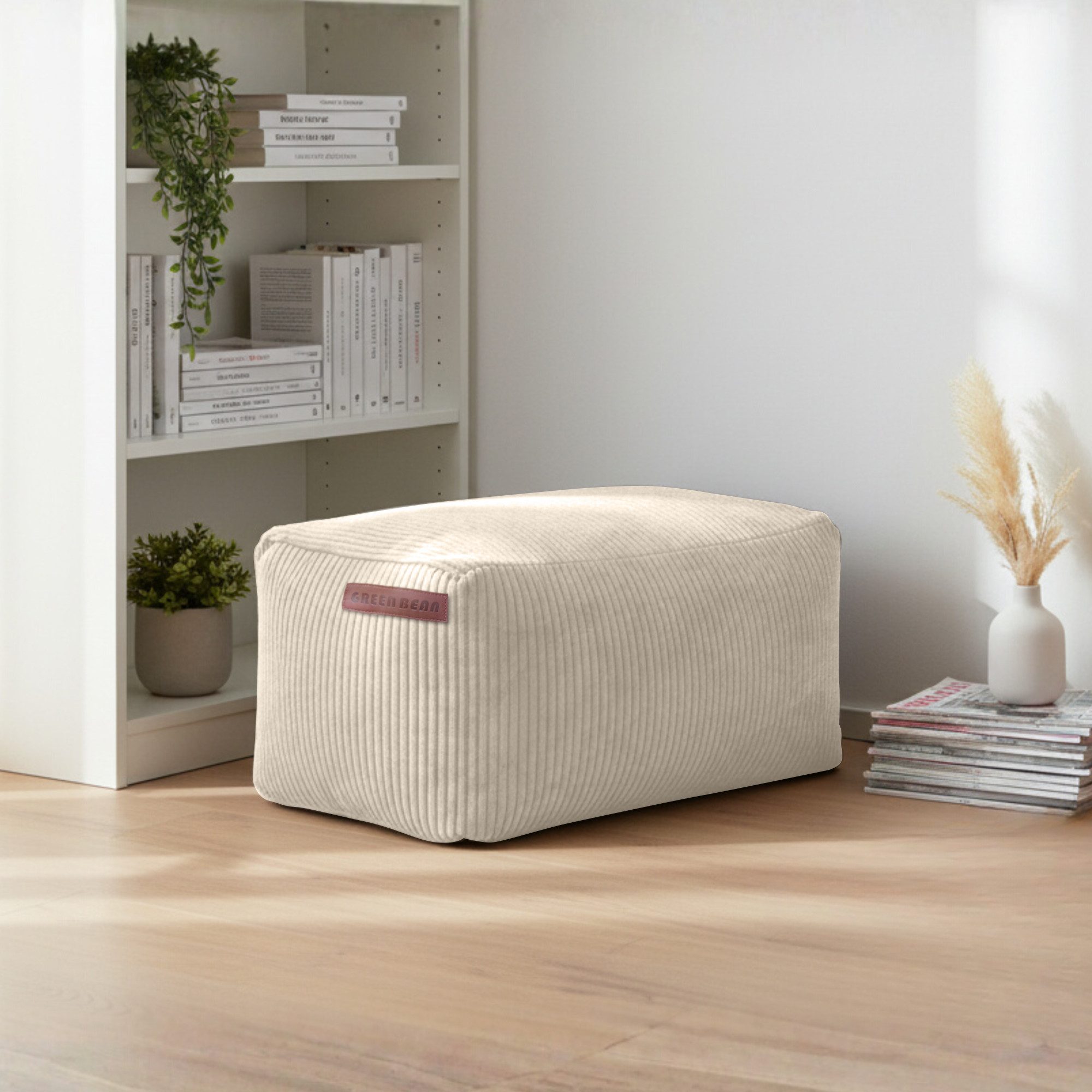 Green Bean Pouf Ottomane Cord (Indoor Sitzhocker Sitzkissen Fußhocker Relax-Sessel, Made in Germany), die ideale Ergänzung zum Sitzsack