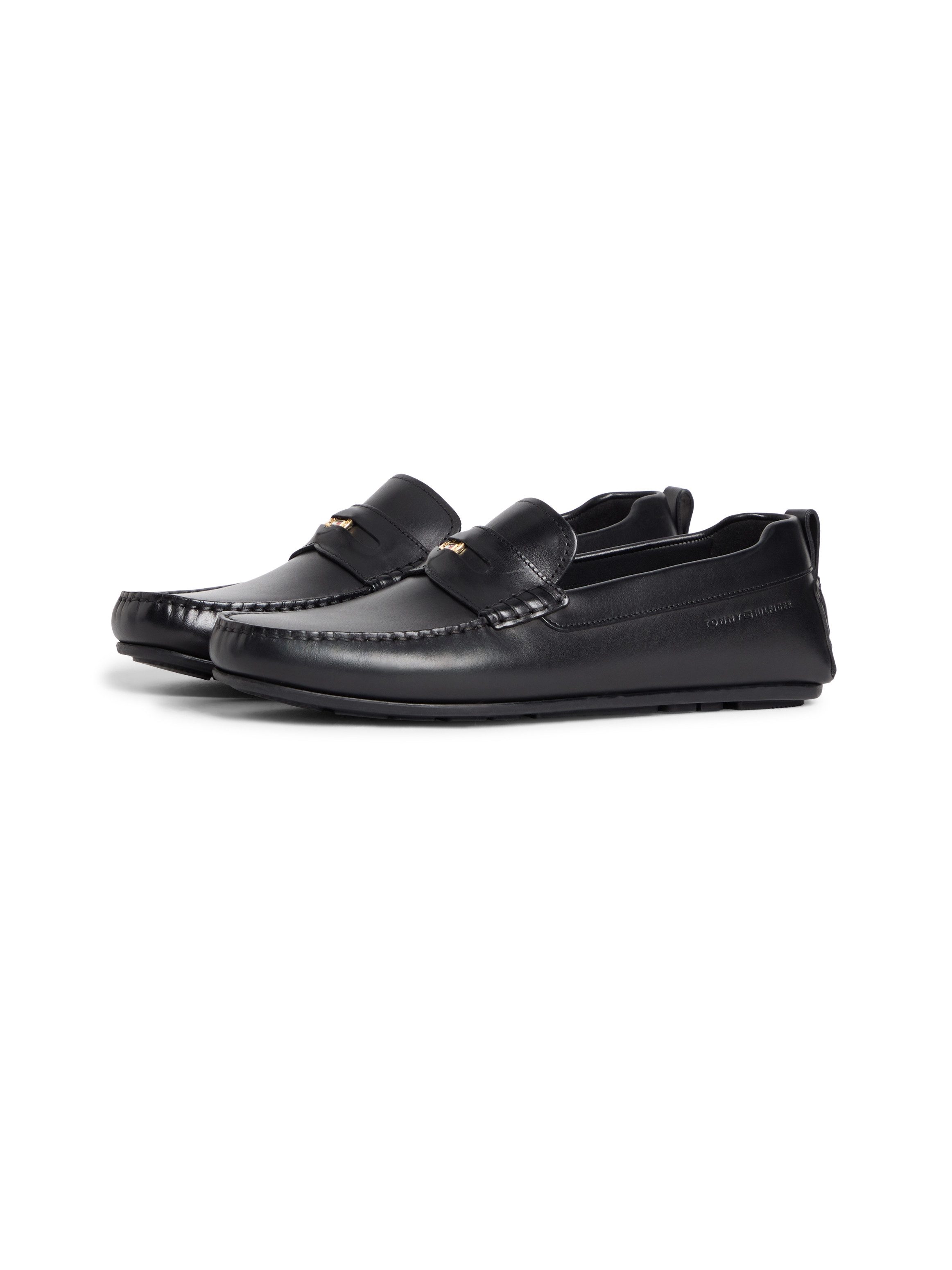 Tommy Hilfiger HILFIGER COIN LTH DRIVER Slipper Flats, Schlupfschuh, Loafer mit Zierriegel und Penny
