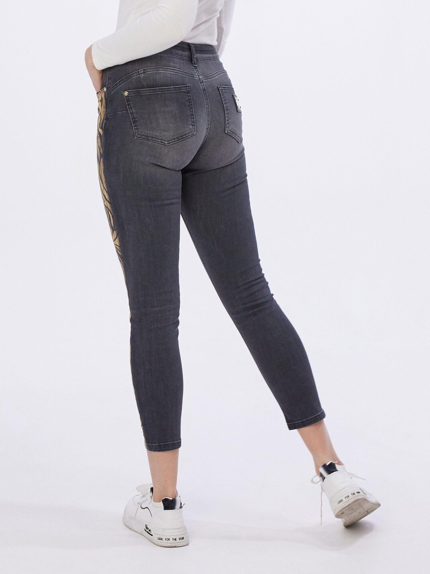 Sarah Kern 5-Pocket-Jeans Ankle-Jeans figurbetont mit Zebra-Motiv günstig online kaufen