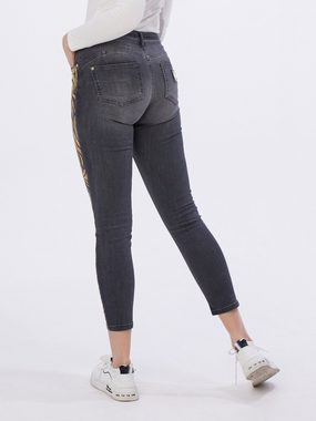 Sarah Kern 5-Pocket-Jeans Ankle-Jeans figurbetont mit Zebra-Motiv