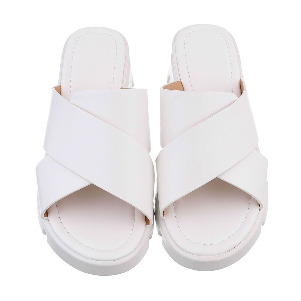 Ital-Design Damen Mules Freizeit Plateausandaletten (85698039) Keilabsatz/Wedge Keilsandaletten in Weiß – Bild 4 von 4