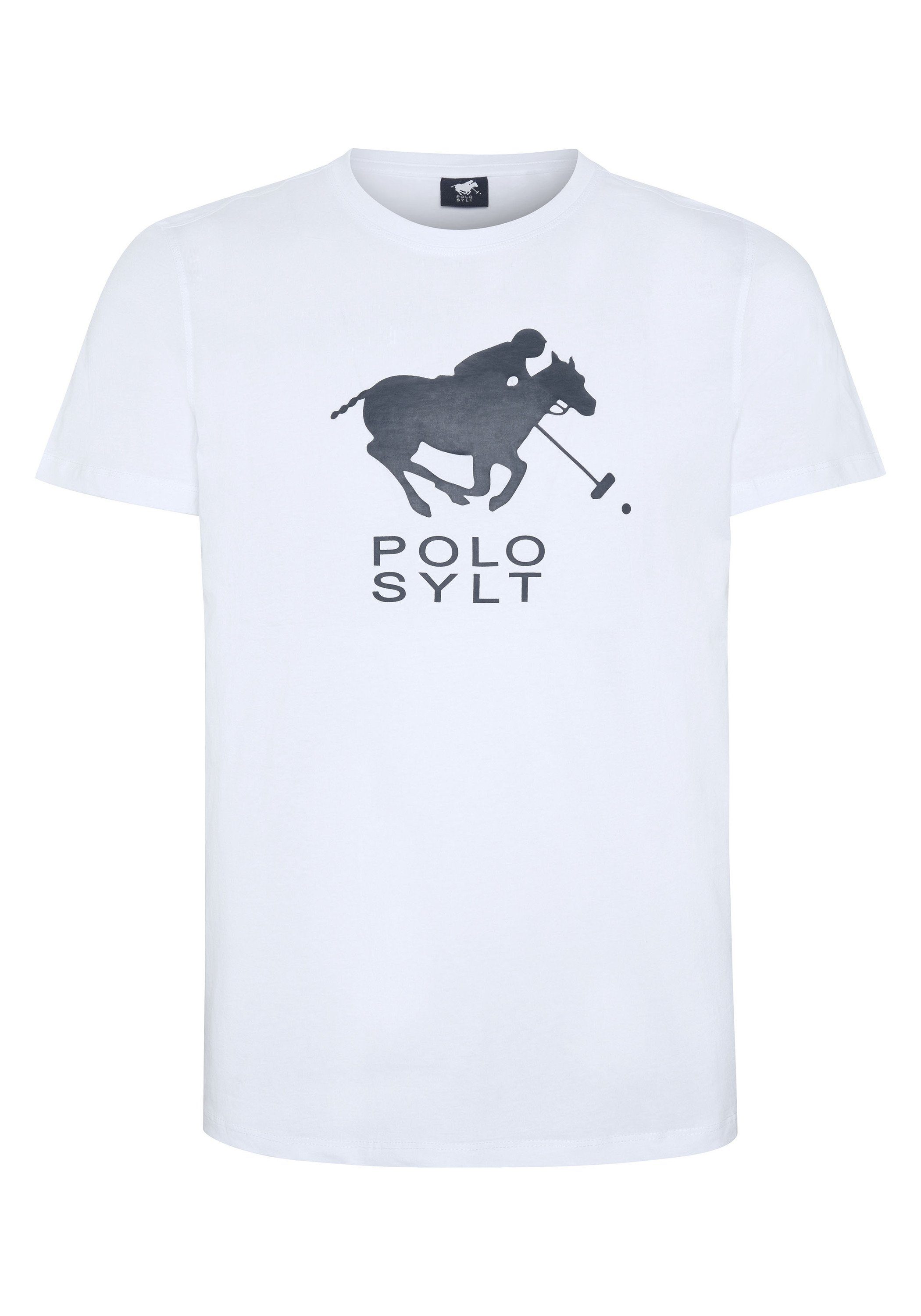 Polo Sylt Print-Shirt mit Neon Logo Frontprint 1048 White/Dark Blue