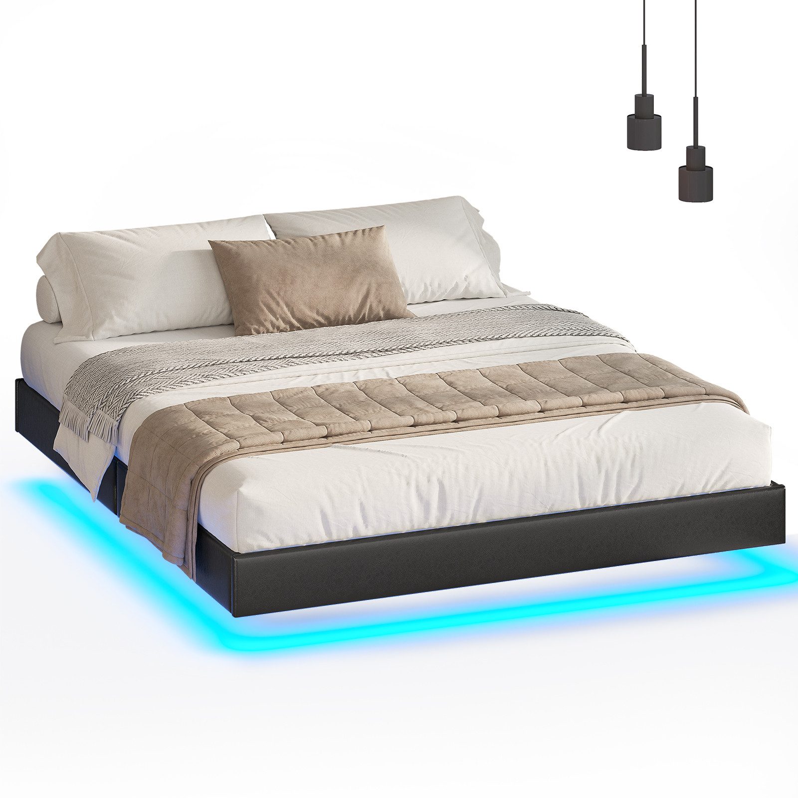 MSMASK Bett Schwebebett Doppelbett Bettgestell Bettrahmen günstig online kaufen