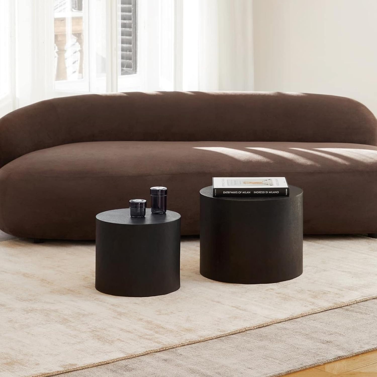 DUMOS Couchtisch 2er-Set Beistelltische,Runder Couchtisch,Akzent- und Endtische (2er-Set Nesting-Tische), Keine Montage