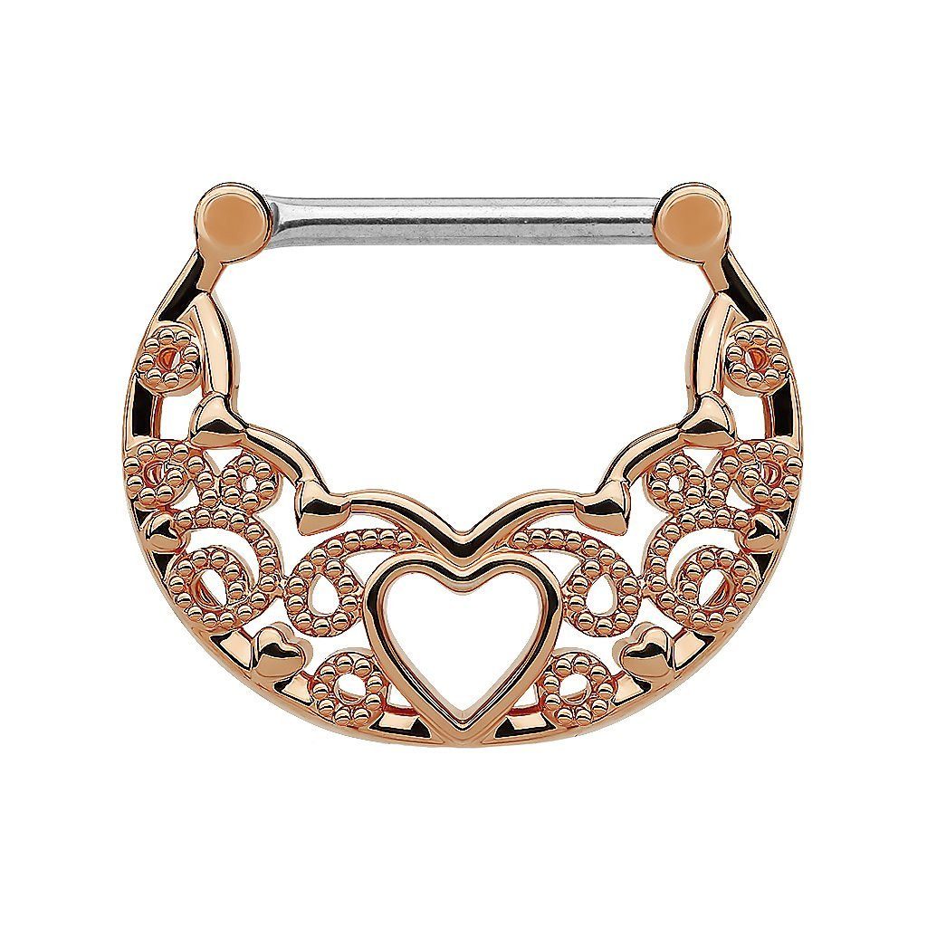 Taffstyle Intimpiercing Intim Brustwarzenpiercing Filigran Ring Herz, Brustpiercing Intimpiercing Barbell Piercing Tribal Filigran Clicker Rosegold