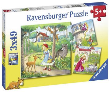 Ravensburger Puzzle Ravensburger Kinderpuzzle - 08051 Rapunzel, Rotkäppchen & der..., 49 Puzzleteile