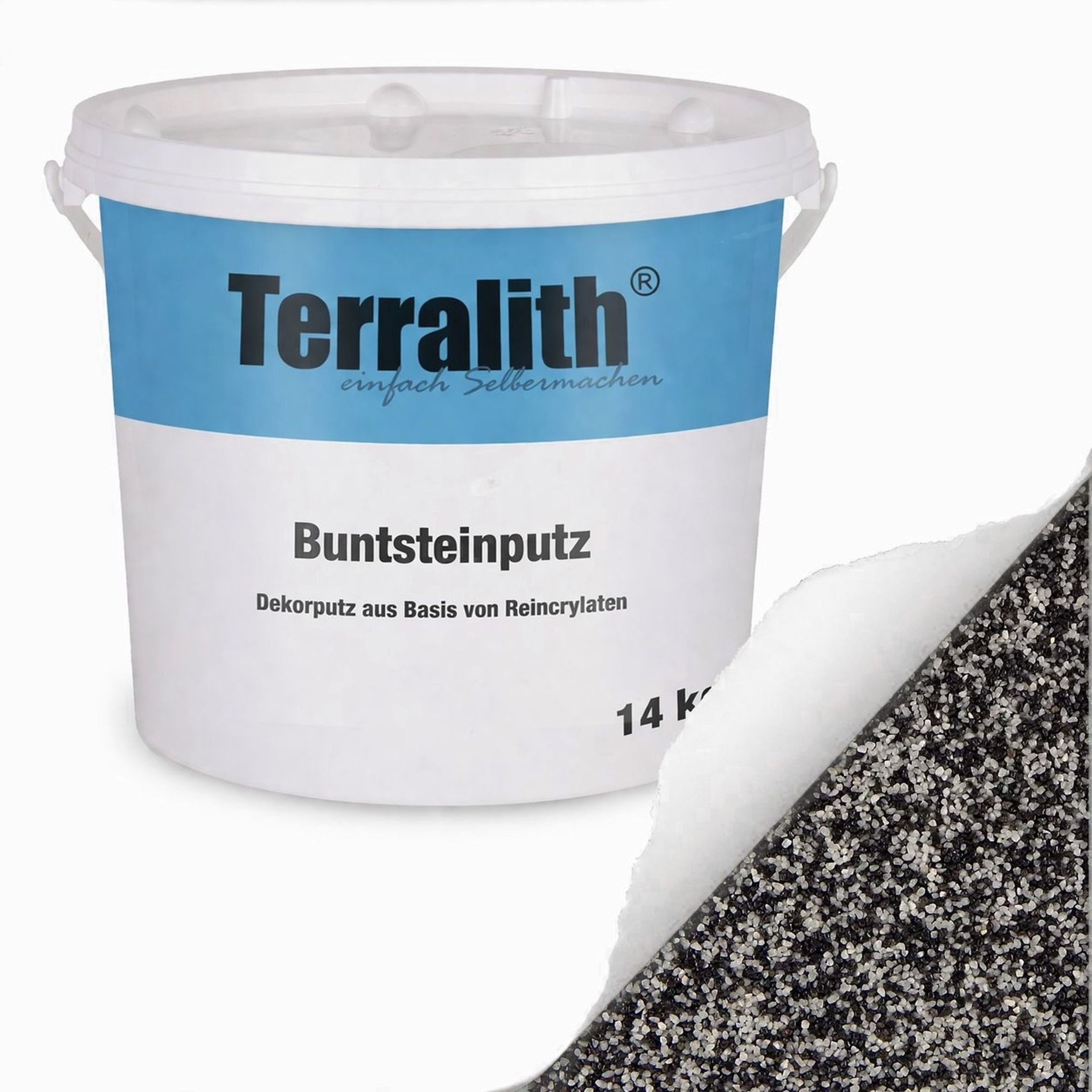 Terralith® Kunstharzputz Buntsteinputz Mosaikputz 2mm -14 kg- BSP10 (Eimer, Verarbeitungsfertig) Dekorationsputz aus Marmor-Granulat bzw. eingefärbter Körnung