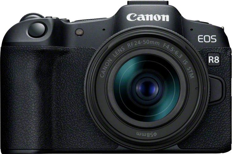 Canon EOS R8 + RF 24-50mm F4.5-6.3 IS STM Kit Systemkamera (RF 24-50mm F4. 5-6.3 IS STM, 24,2 MP, Bluetooth, WLAN, verfügbar ab